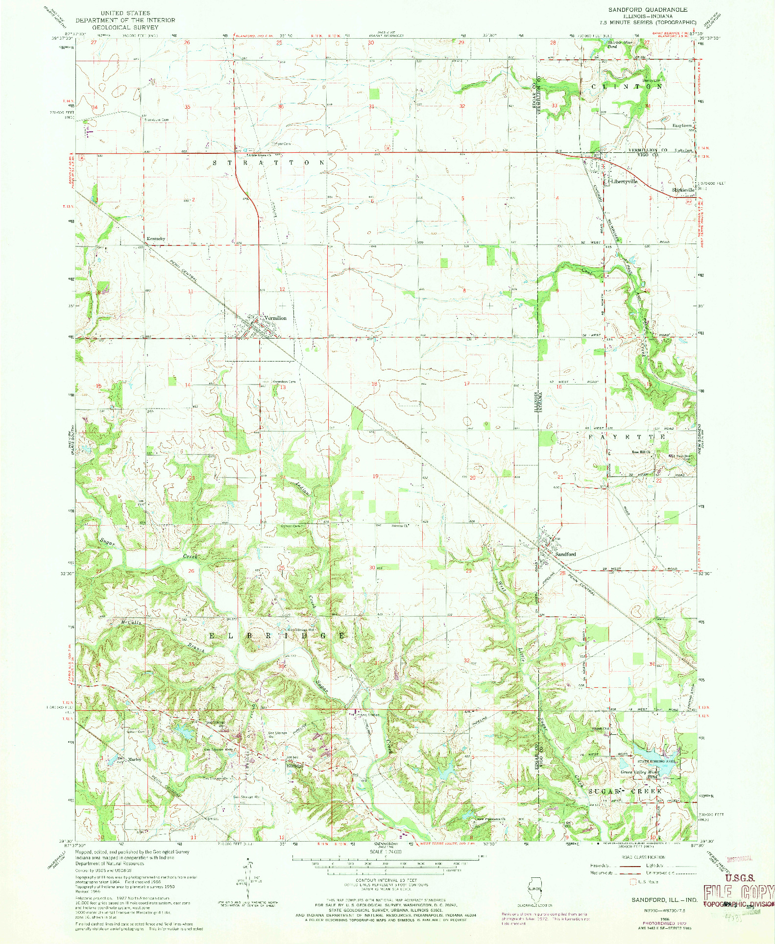 USGS 1:24000-SCALE QUADRANGLE FOR SANDFORD, IL 1966