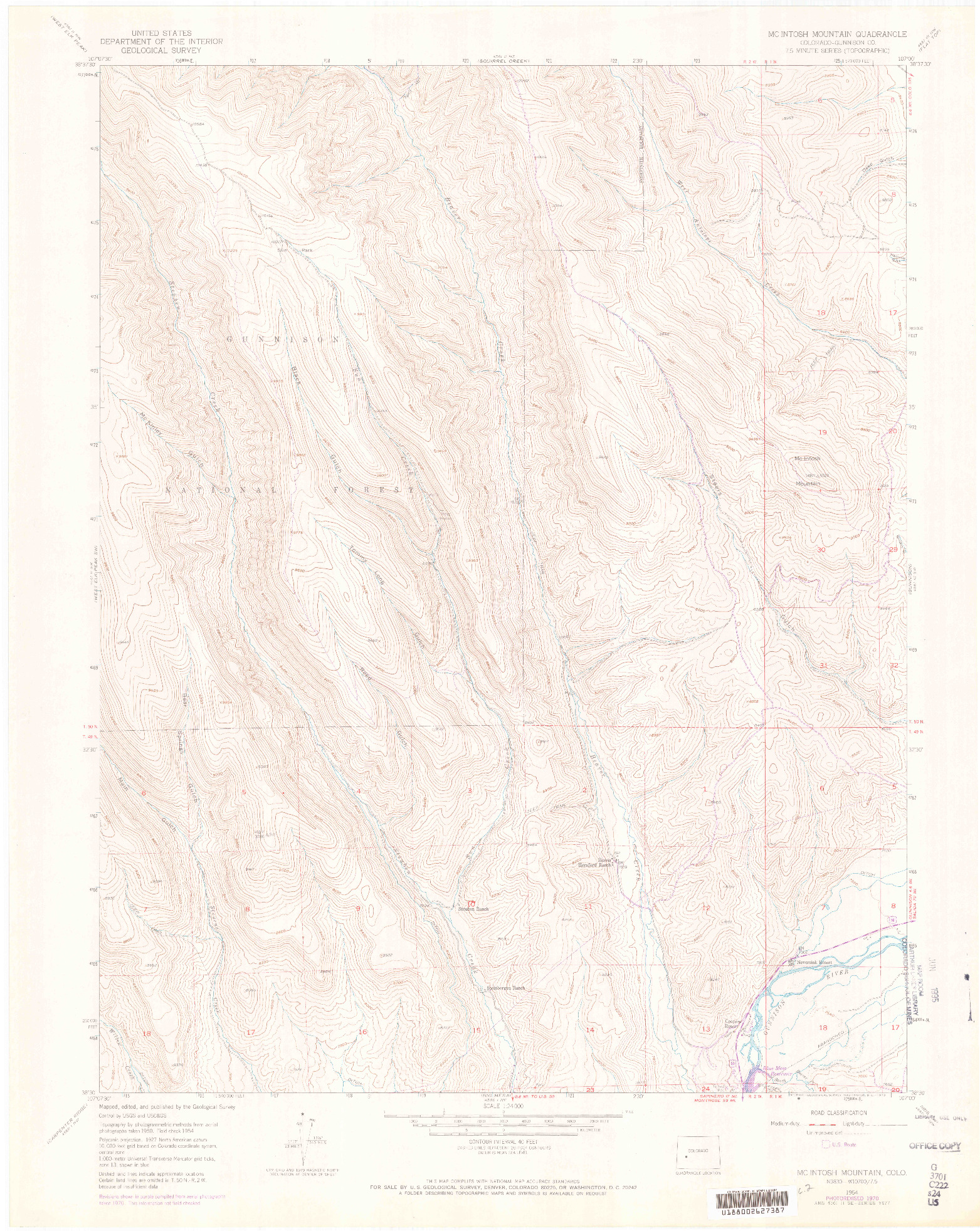 USGS 1:24000-SCALE QUADRANGLE FOR MC INTOSH MOUNTAIN, CO 1954