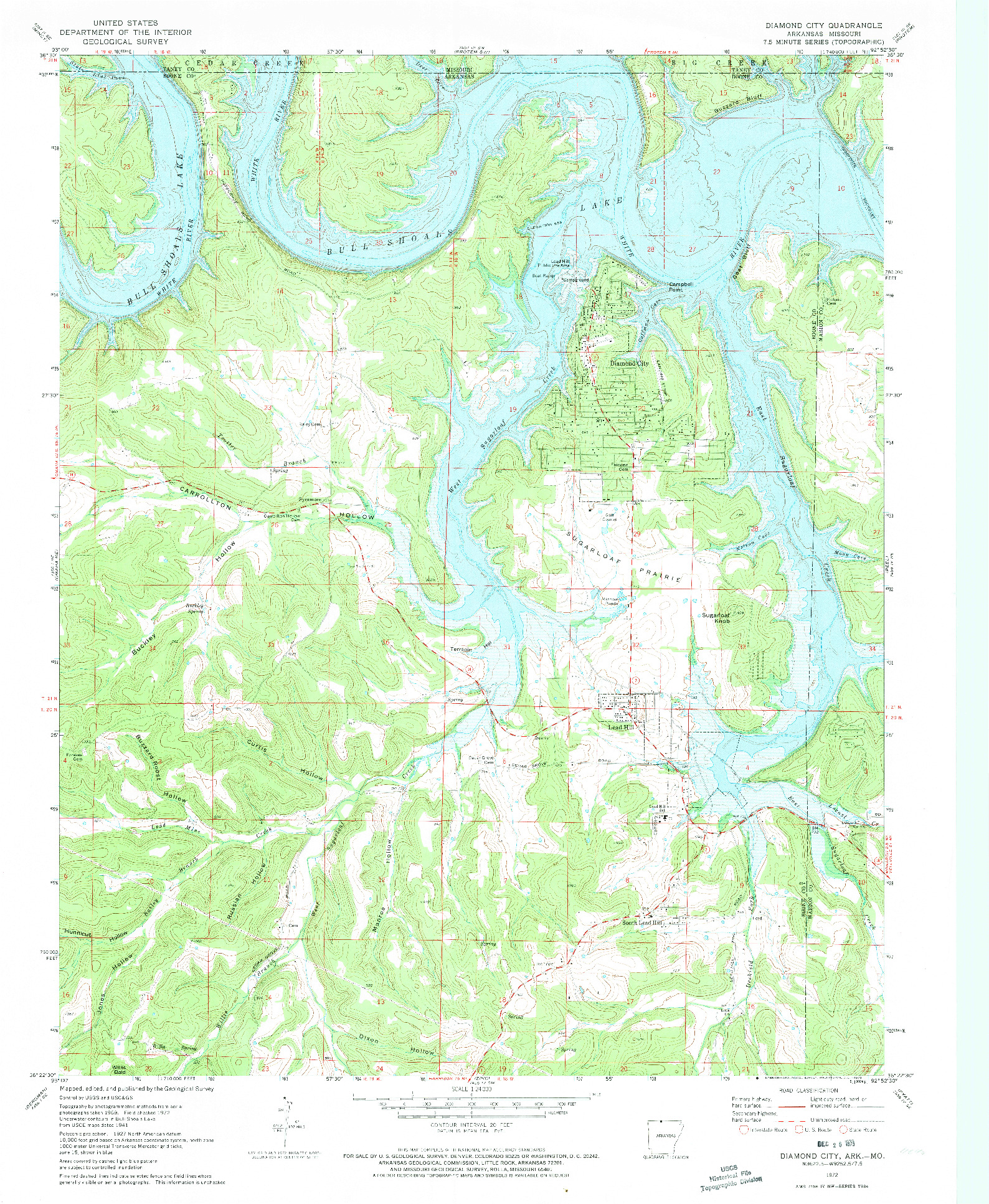 USGS 1:24000-SCALE QUADRANGLE FOR DIAMOND CITY, AR 1972