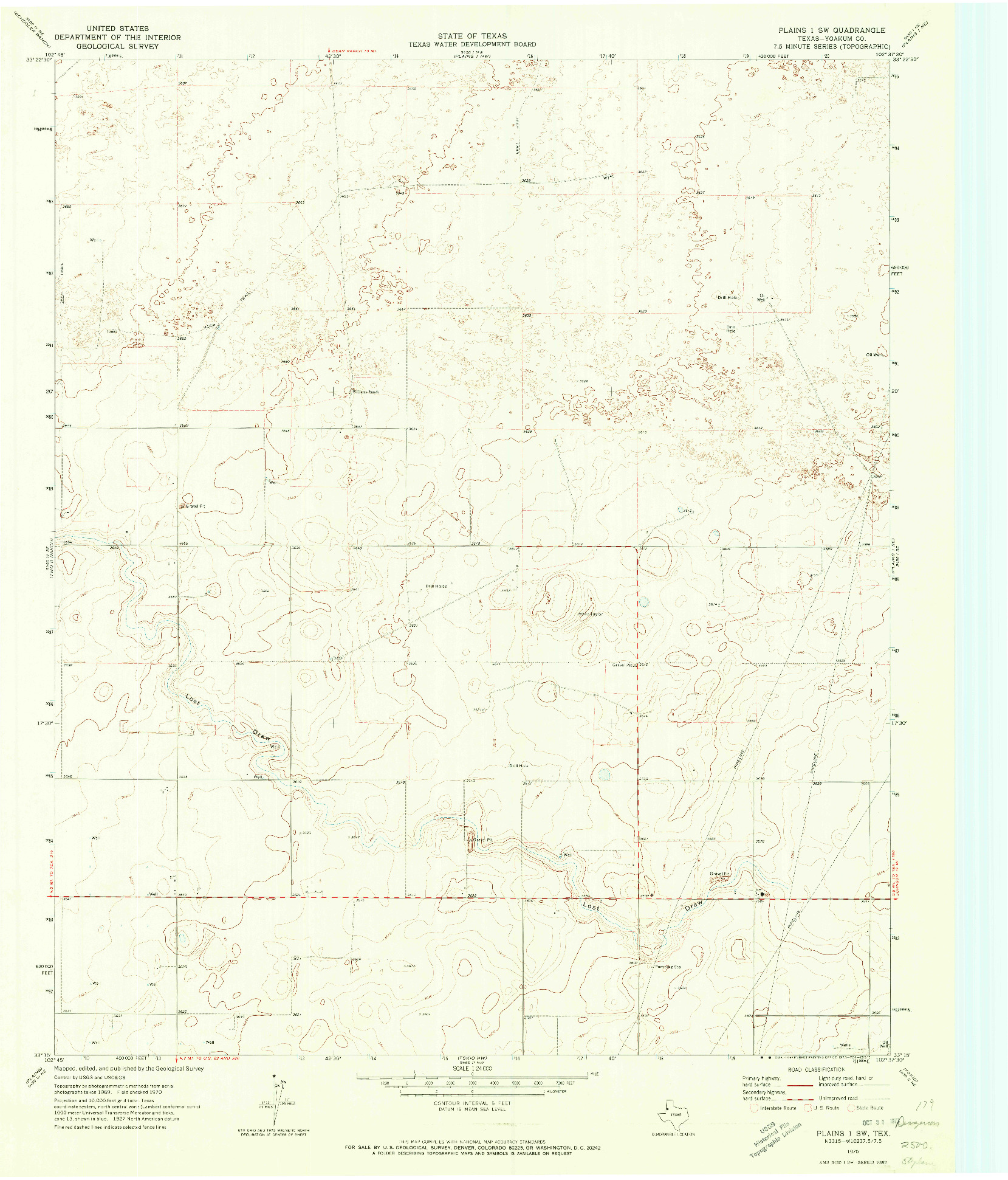 USGS 1:24000-SCALE QUADRANGLE FOR PLAINS 1 SW, TX 1970