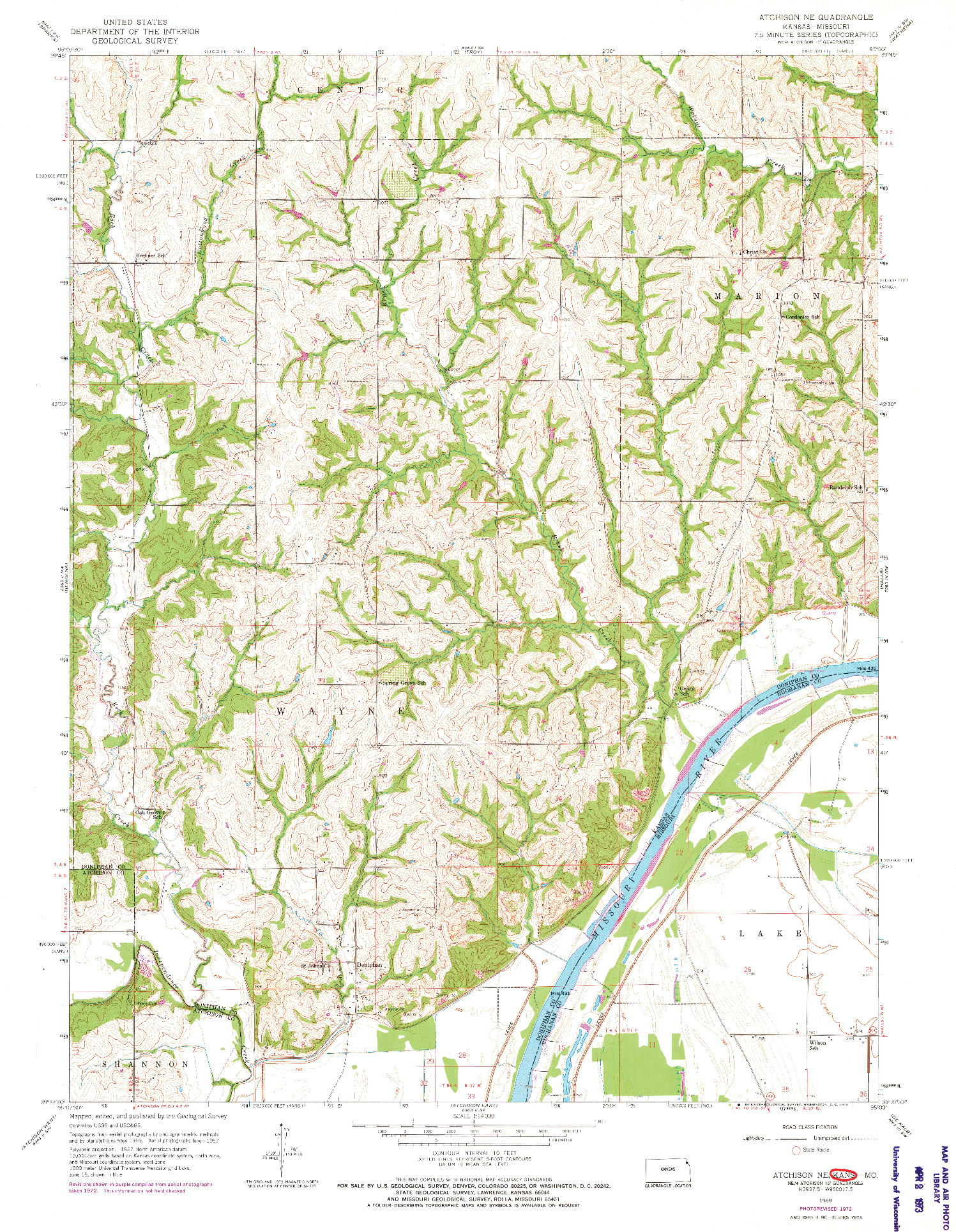 USGS 1:24000-SCALE QUADRANGLE FOR ATCHISON NE, KS 1959