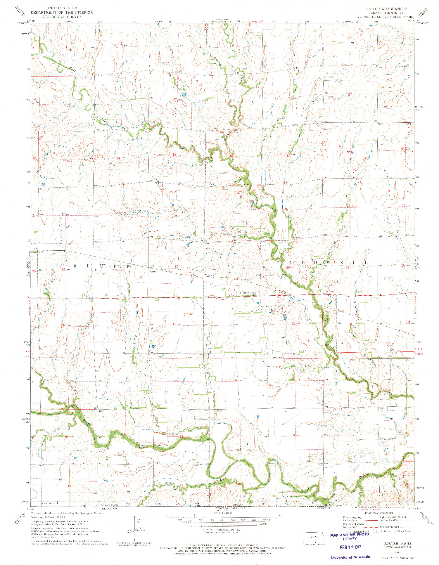 USGS 1:24000-SCALE QUADRANGLE FOR DOSTER, KS 1971