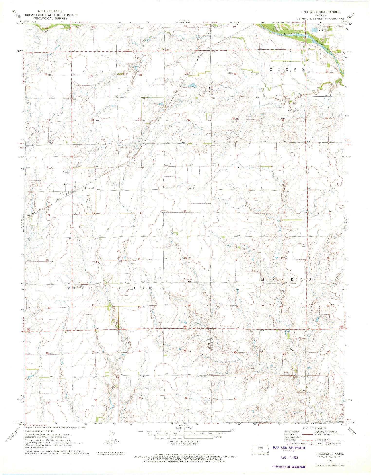 USGS 1:24000-SCALE QUADRANGLE FOR FREEPORT, KS 1971