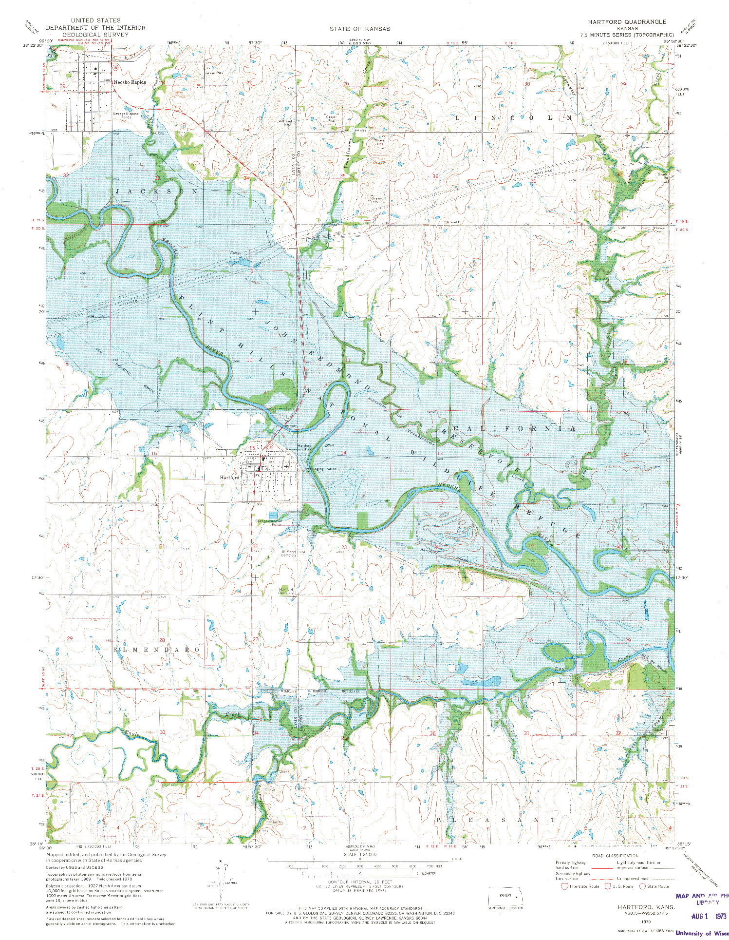 USGS 1:24000-SCALE QUADRANGLE FOR HARTFORD, KS 1970