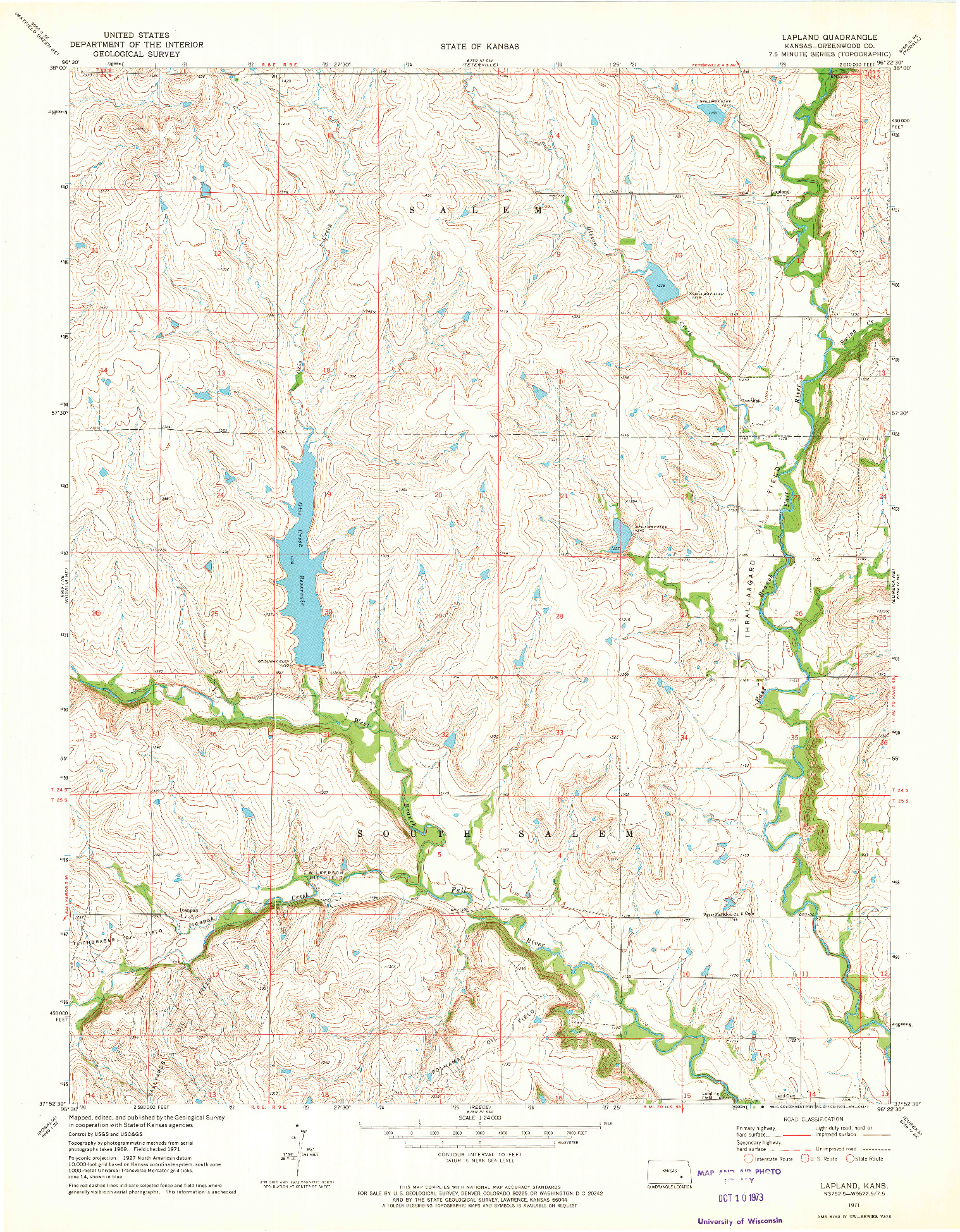 USGS 1:24000-SCALE QUADRANGLE FOR LAPLAND, KS 1971