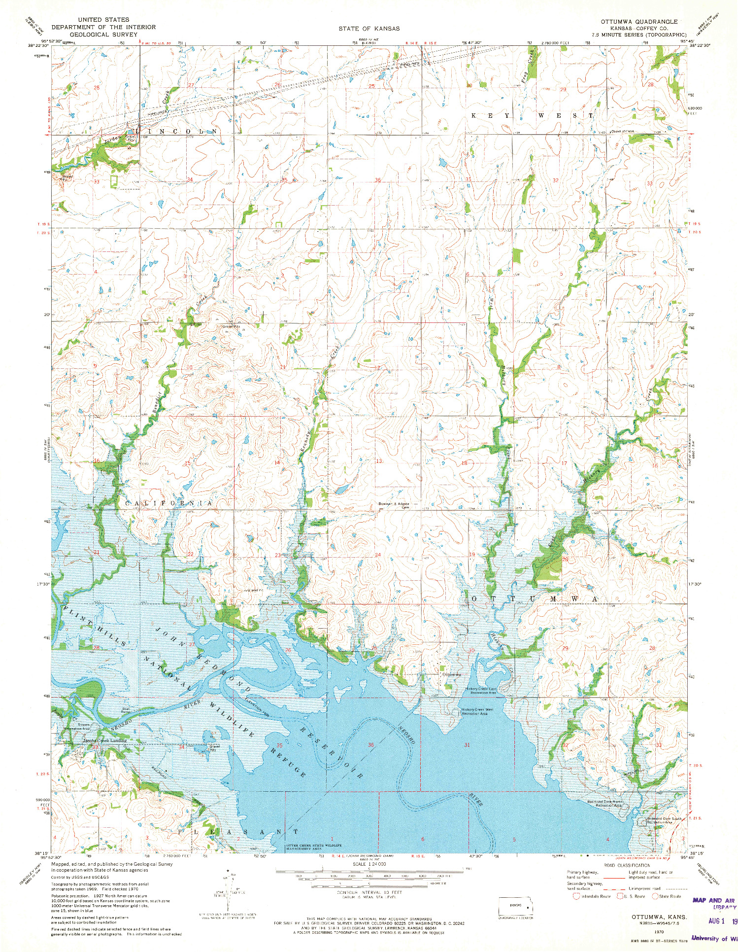 USGS 1:24000-SCALE QUADRANGLE FOR OTTUMWA, KS 1970