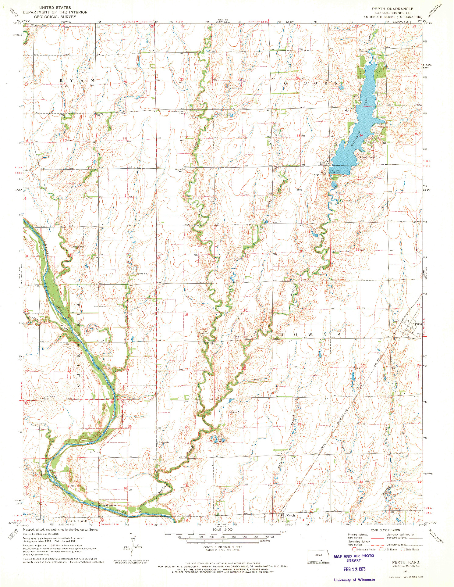 USGS 1:24000-SCALE QUADRANGLE FOR PERTH, KS 1971
