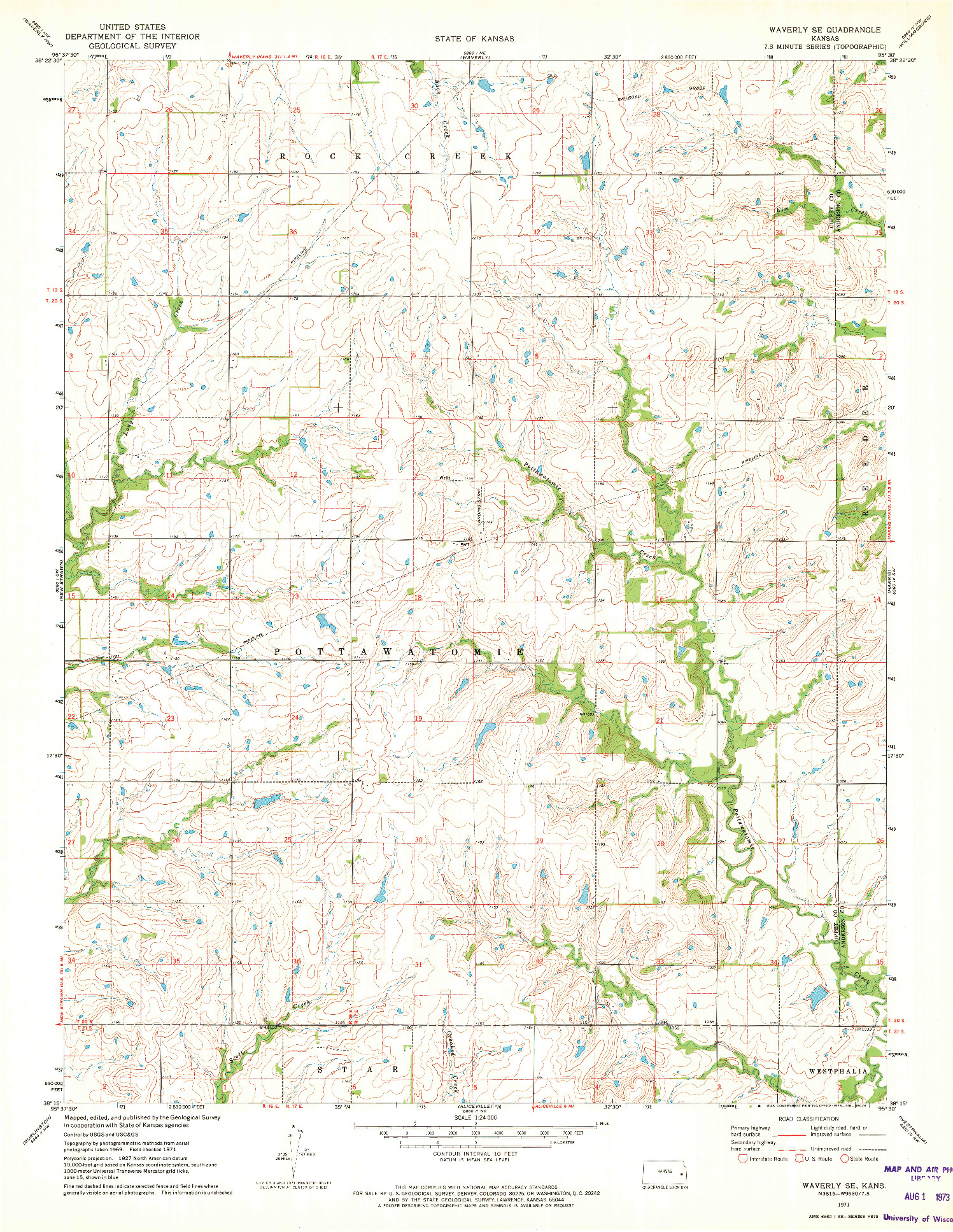 USGS 1:24000-SCALE QUADRANGLE FOR WAVERLY SE, KS 1971