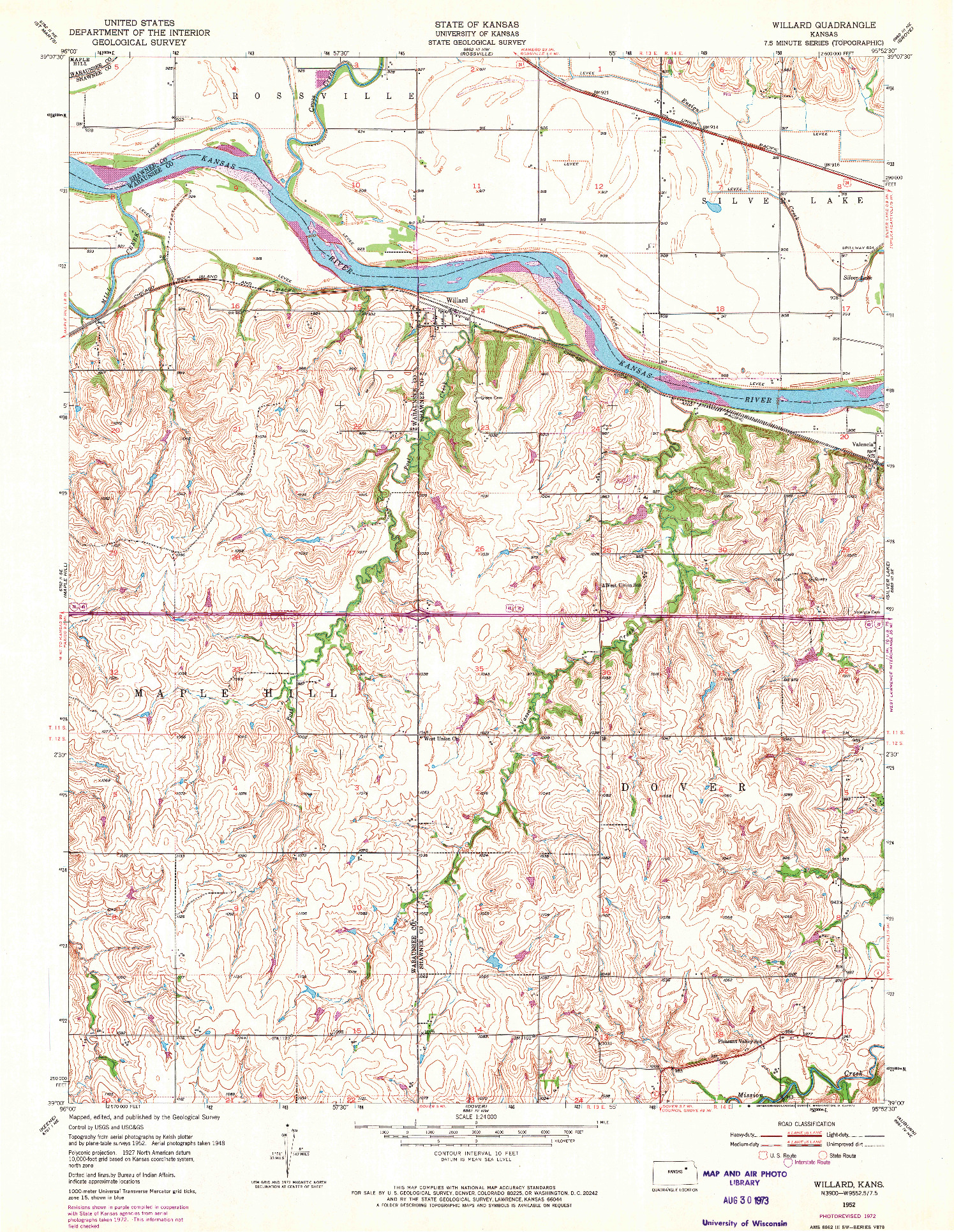 USGS 1:24000-SCALE QUADRANGLE FOR WILLARD, KS 1952