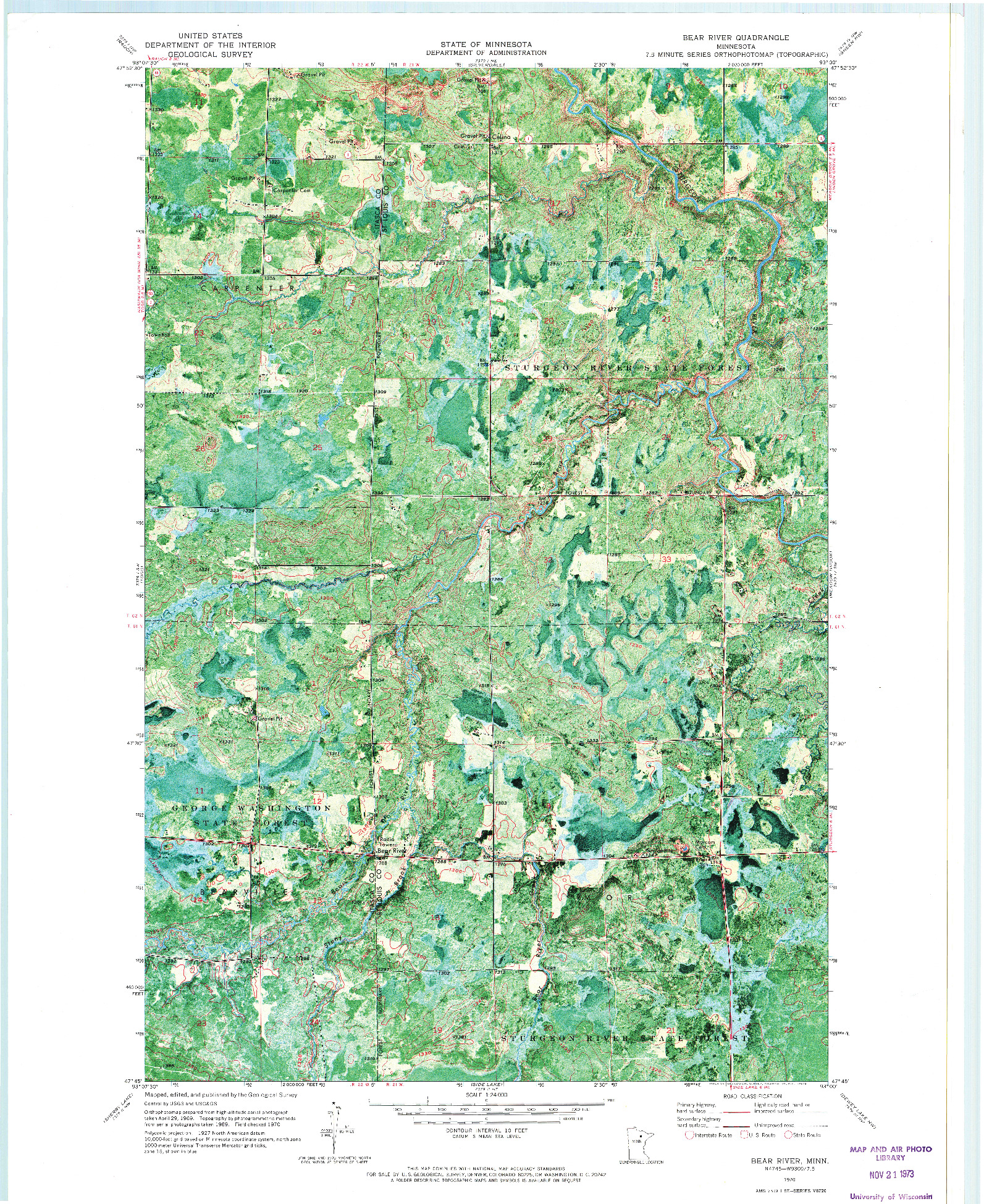 USGS 1:24000-SCALE QUADRANGLE FOR BEAR RIVER, MN 1970