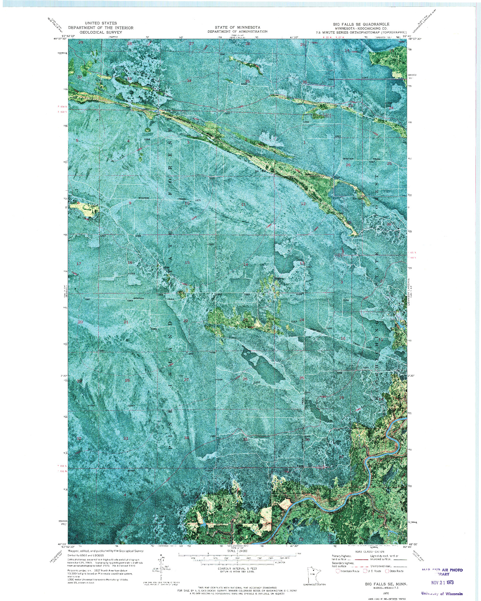 USGS 1:24000-SCALE QUADRANGLE FOR BIG FALLS SE, MN 1970