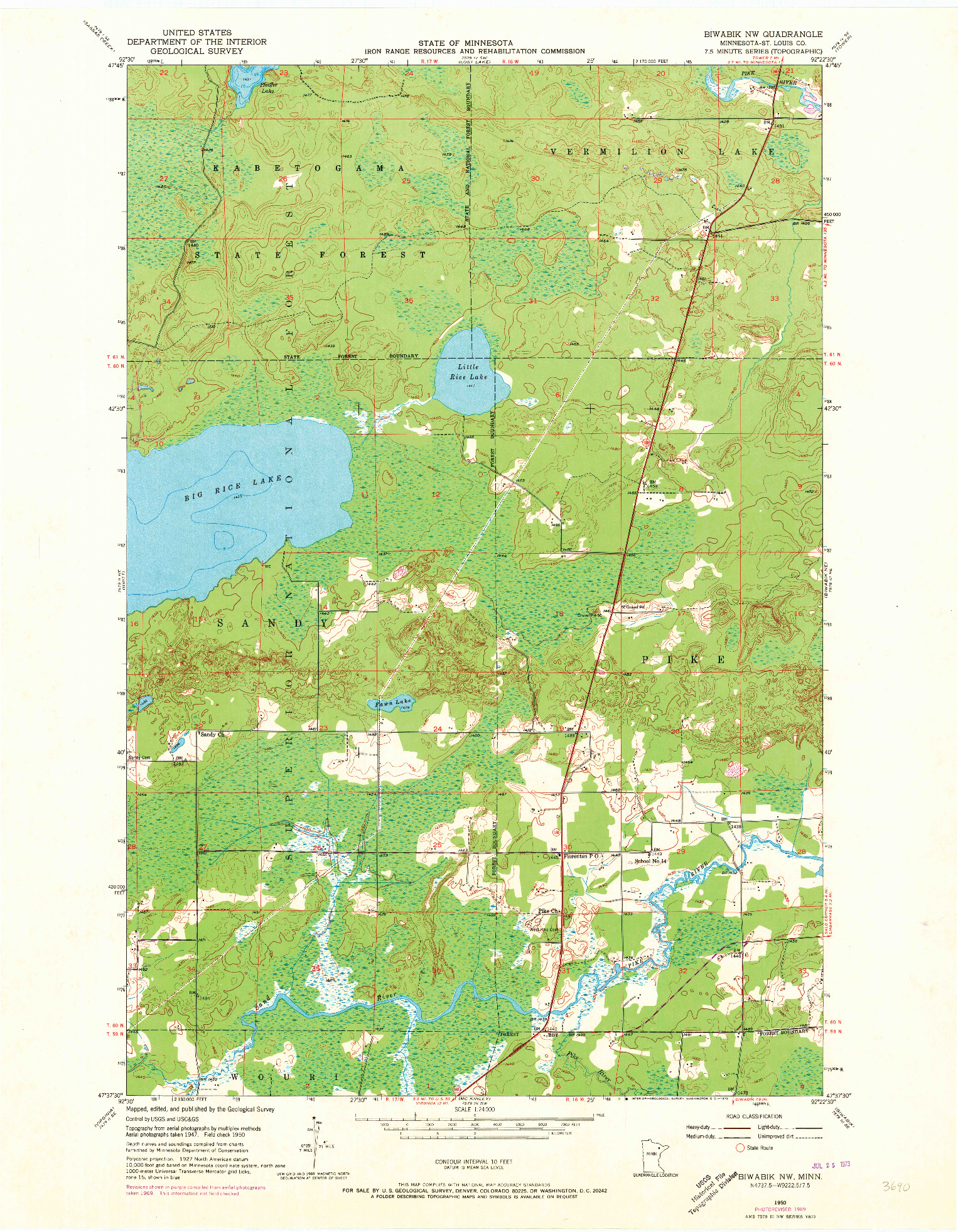 USGS 1:24000-SCALE QUADRANGLE FOR BIWABIK NW, MN 1950