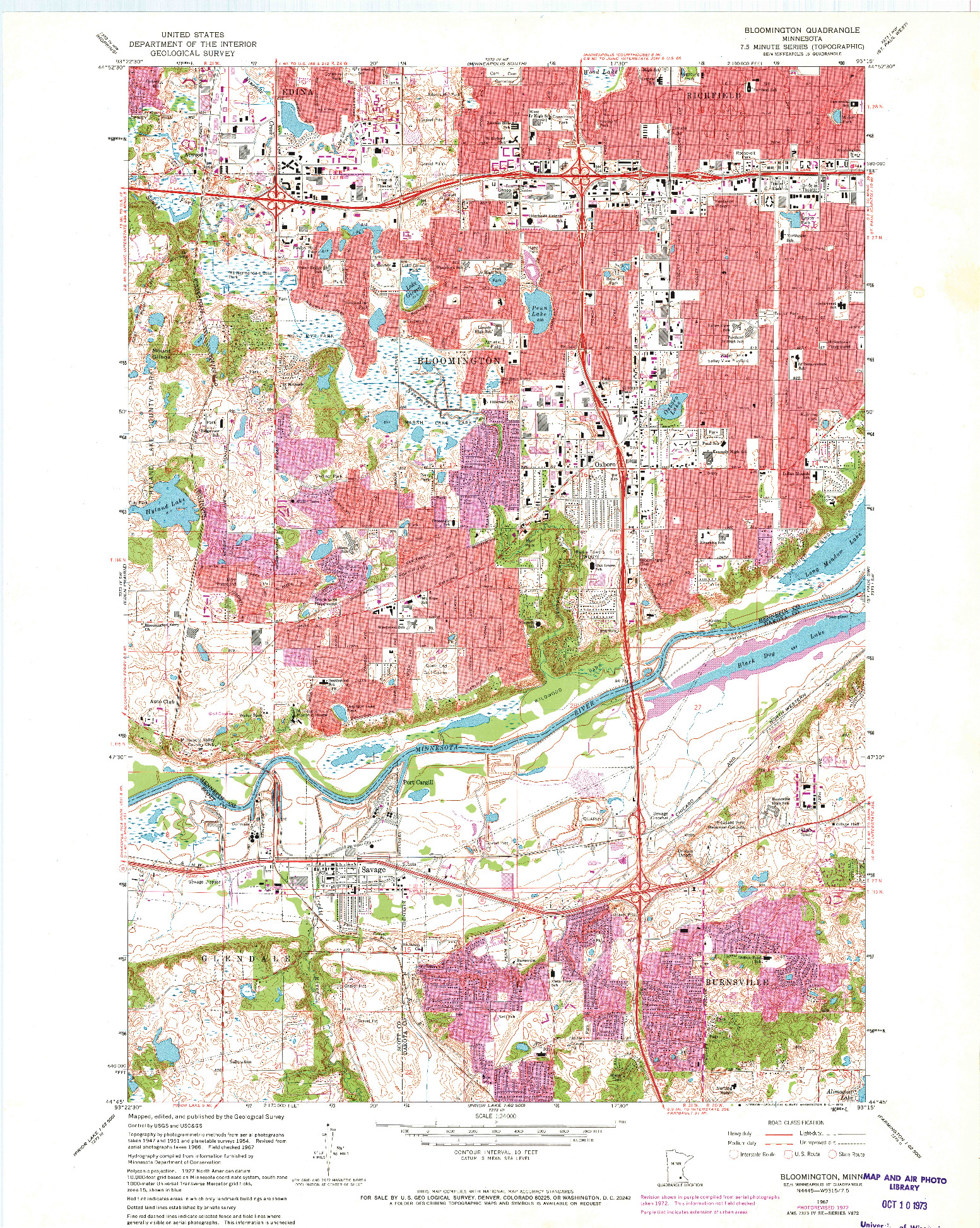 USGS 1:24000-SCALE QUADRANGLE FOR BLOOMINGTON, MN 1967