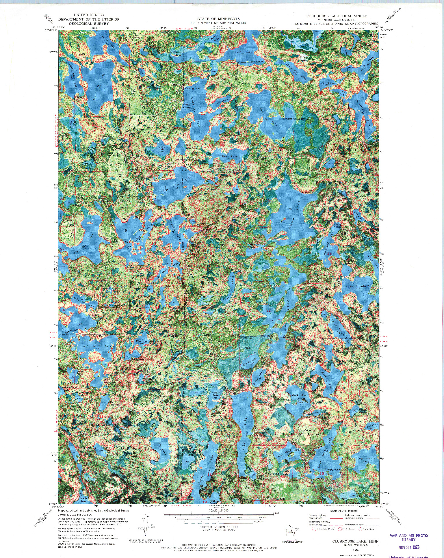 USGS 1:24000-SCALE QUADRANGLE FOR CLUBHOUSE LAKE, MN 1970