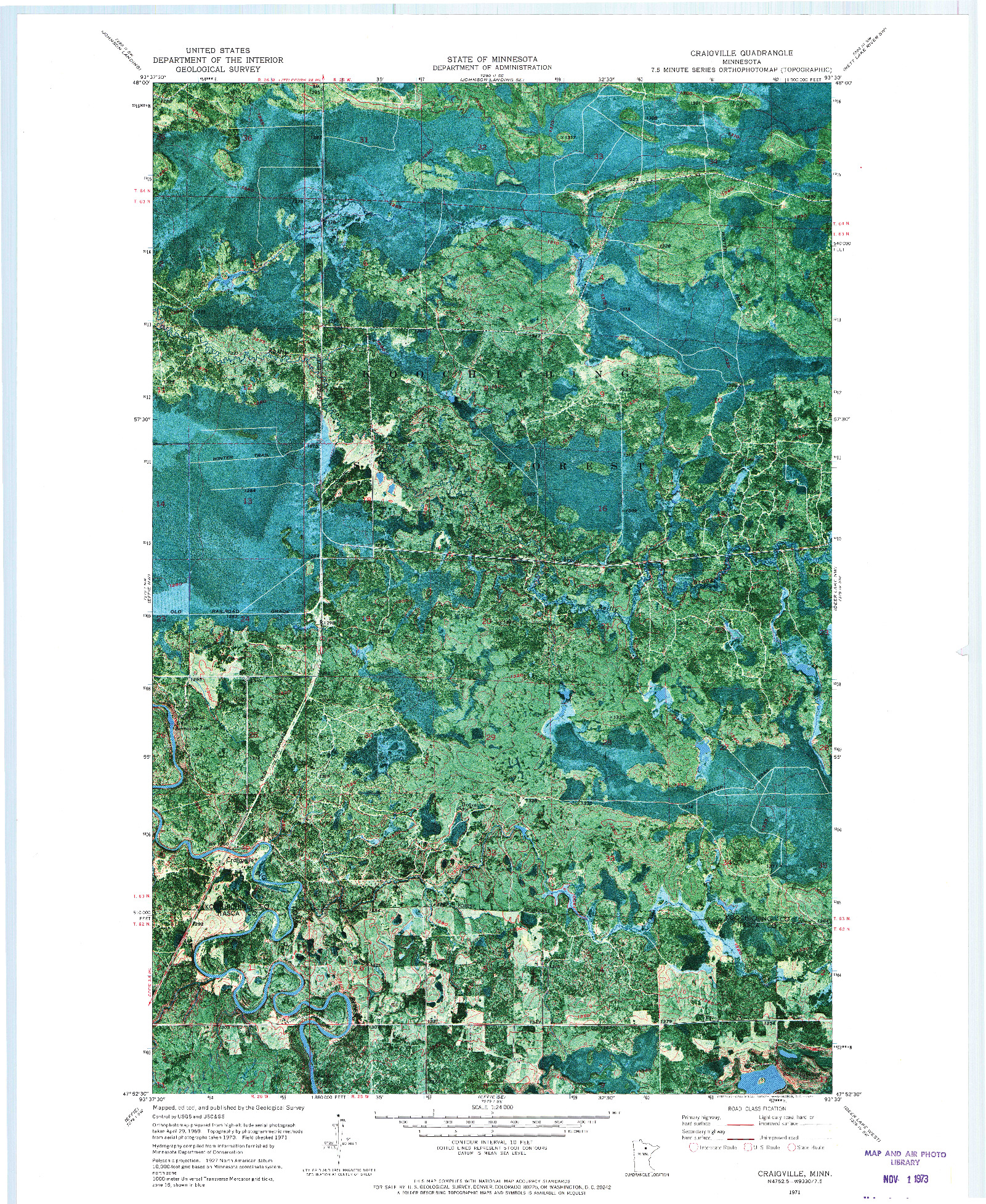 USGS 1:24000-SCALE QUADRANGLE FOR CRAIGVILLE, MN 1971
