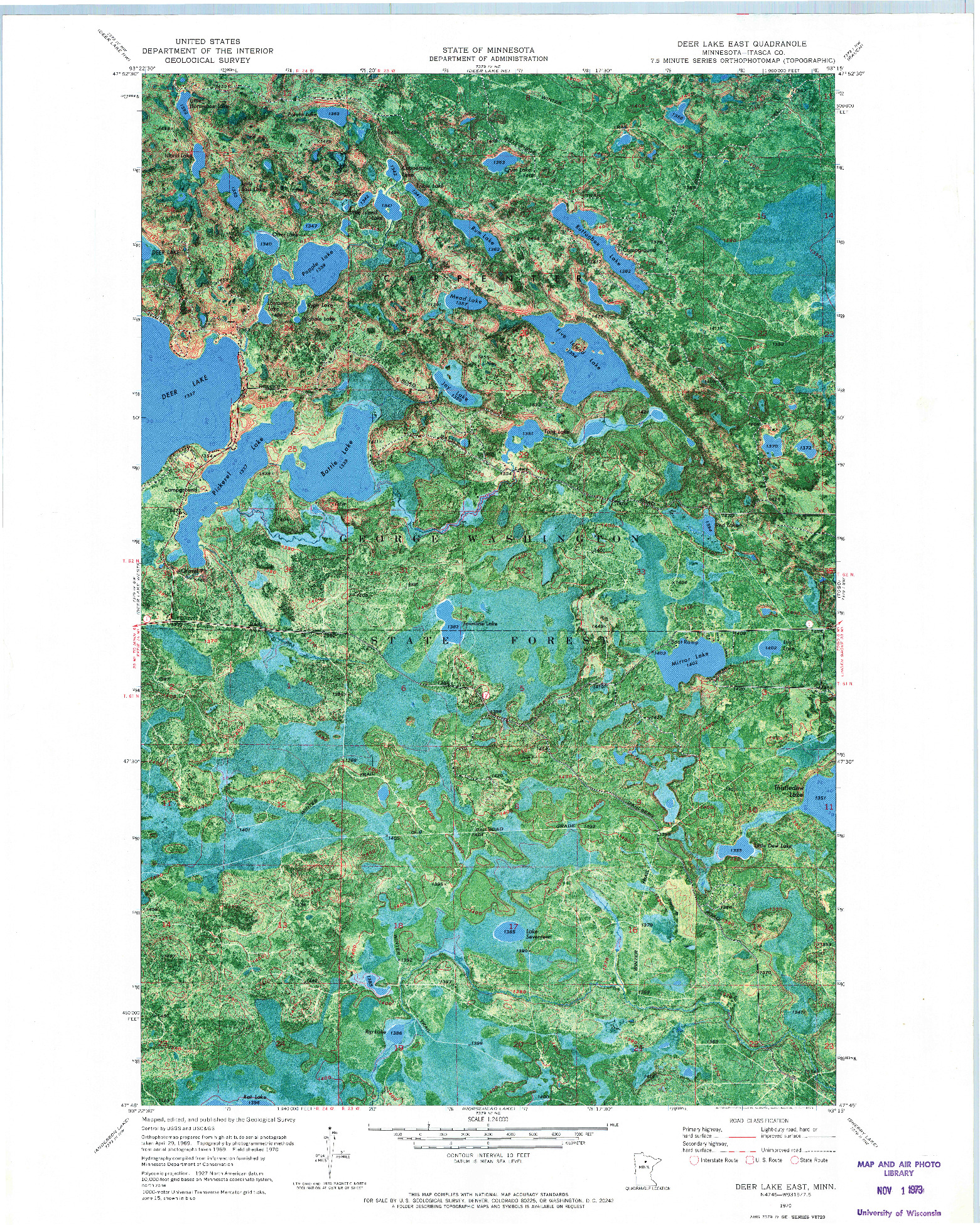 USGS 1:24000-SCALE QUADRANGLE FOR DEER LAKE EAST, MN 1970
