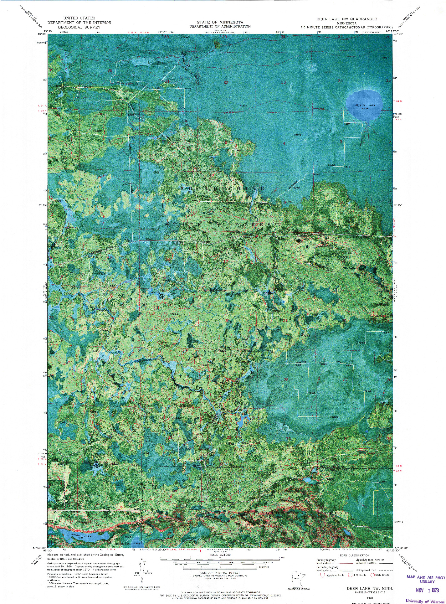 USGS 1:24000-SCALE QUADRANGLE FOR DEER LAKE NW, MN 1970