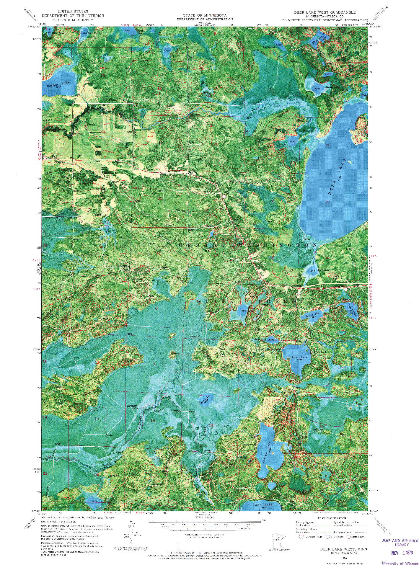 USGS 1:24000-SCALE QUADRANGLE FOR DEER LAKE WEST, MN 1970