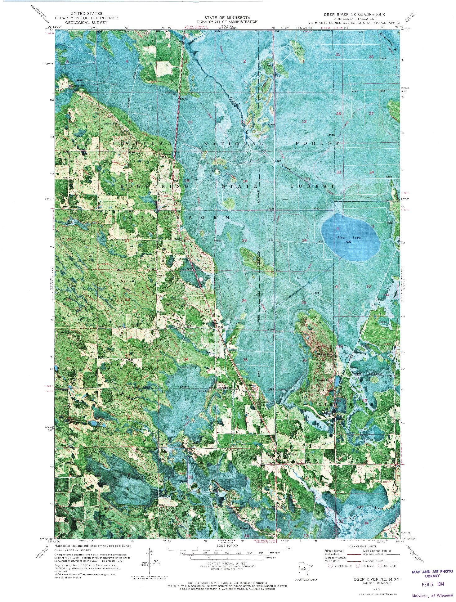 USGS 1:24000-SCALE QUADRANGLE FOR DEER RIVER NE, MN 1970