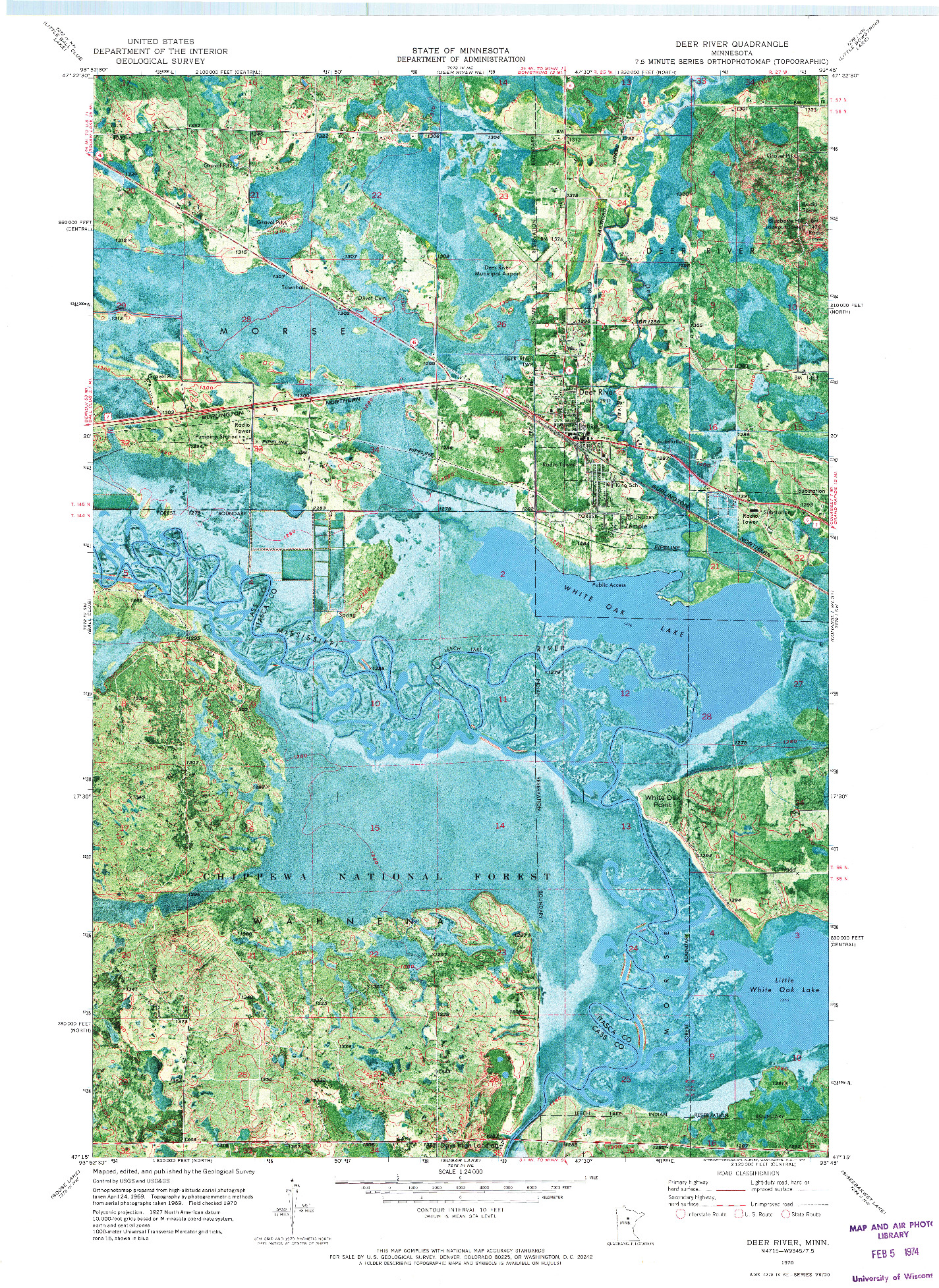 USGS 1:24000-SCALE QUADRANGLE FOR DEER RIVER, MN 1970