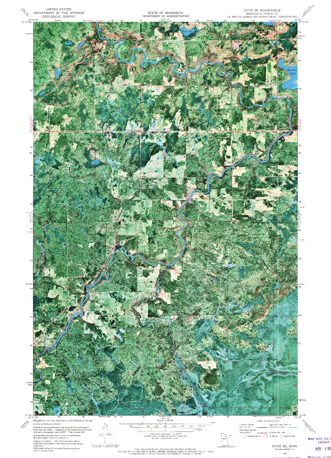 USGS 1:24000-SCALE QUADRANGLE FOR EFFIE SE, MN 1971