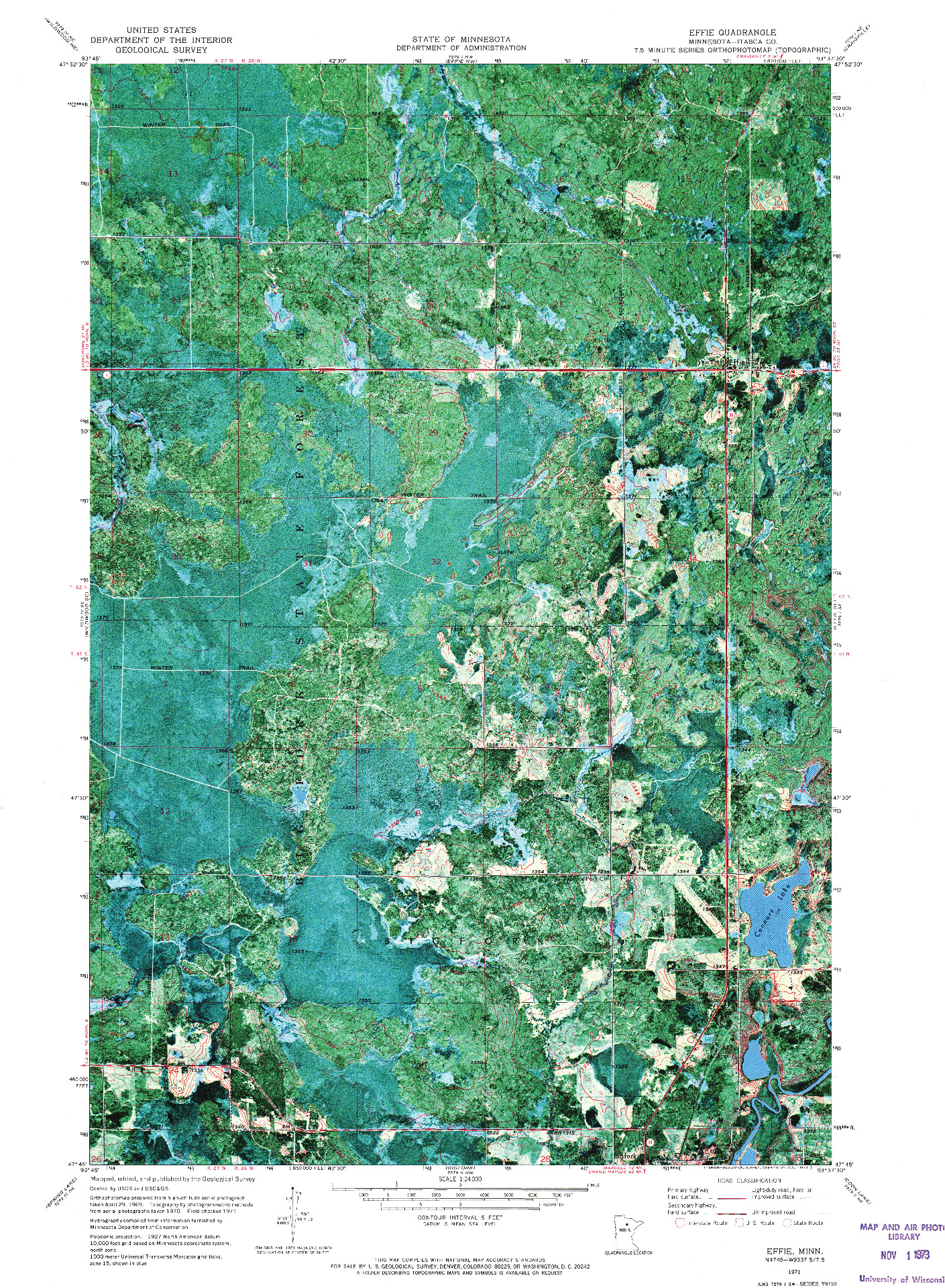 USGS 1:24000-SCALE QUADRANGLE FOR EFFIE, MN 1971