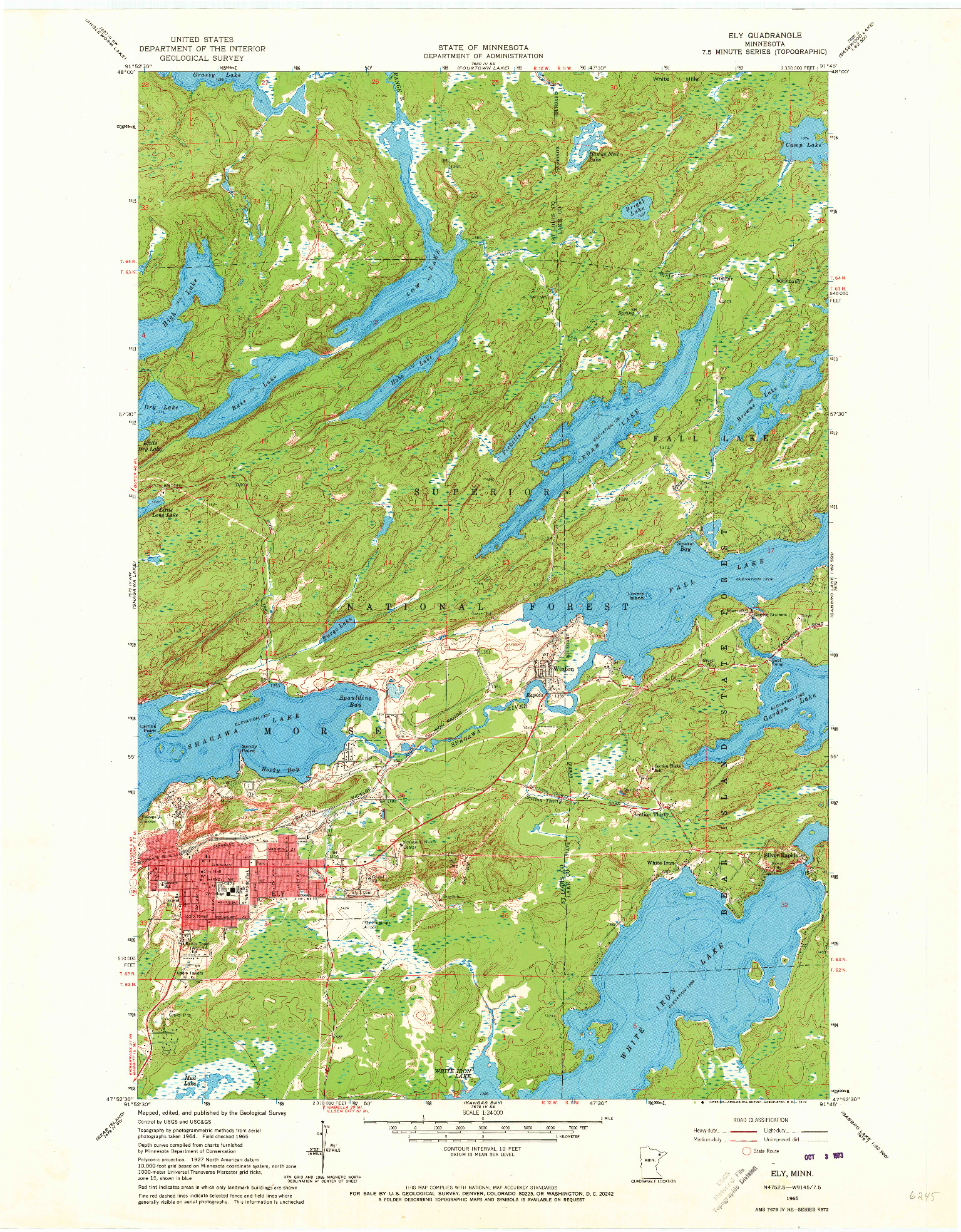 USGS 1:24000-SCALE QUADRANGLE FOR ELY, MN 1965