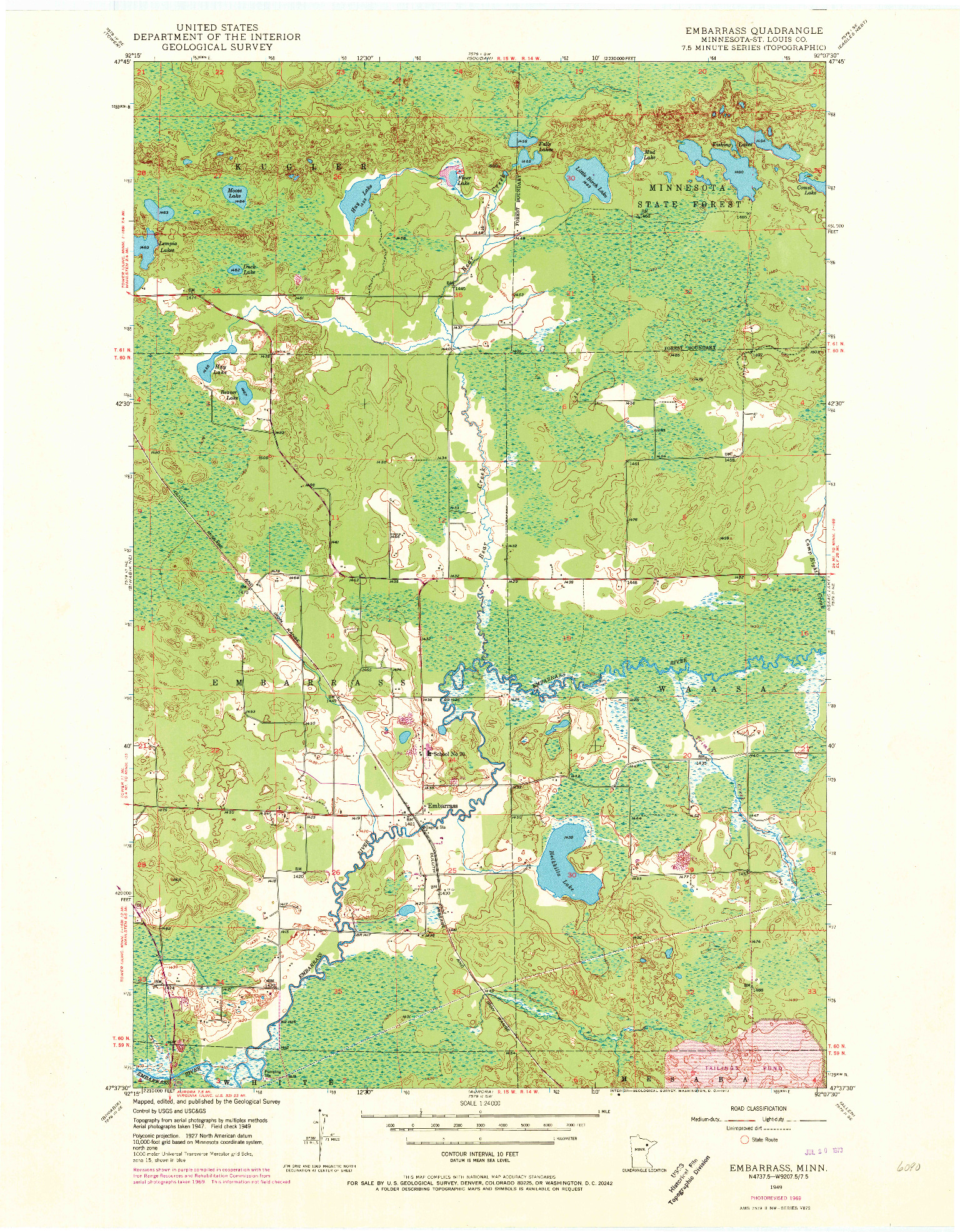 USGS 1:24000-SCALE QUADRANGLE FOR EMBARRASS, MN 1949