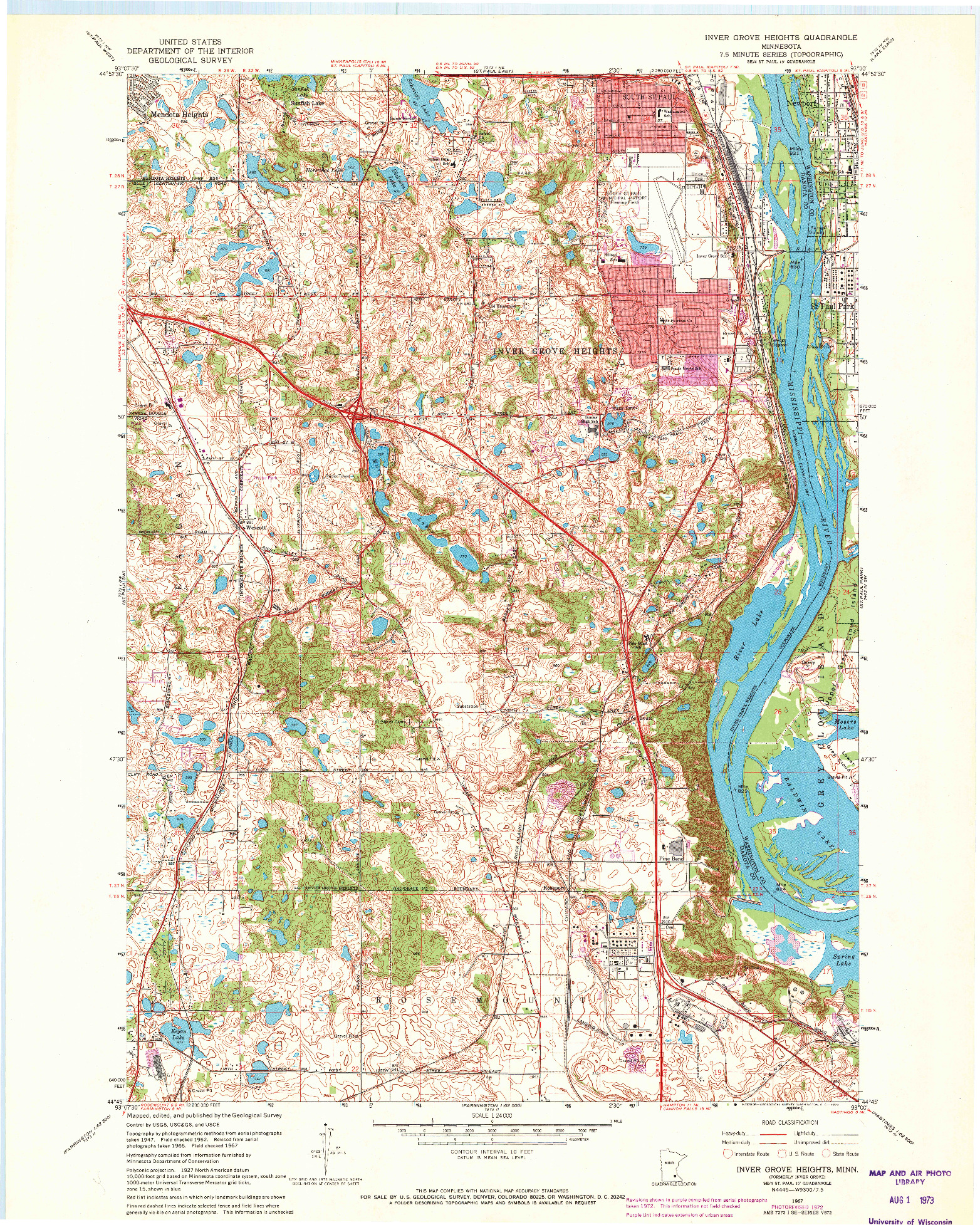 USGS 1:24000-SCALE QUADRANGLE FOR INVER GROVE HEIGHTS, MN 1967