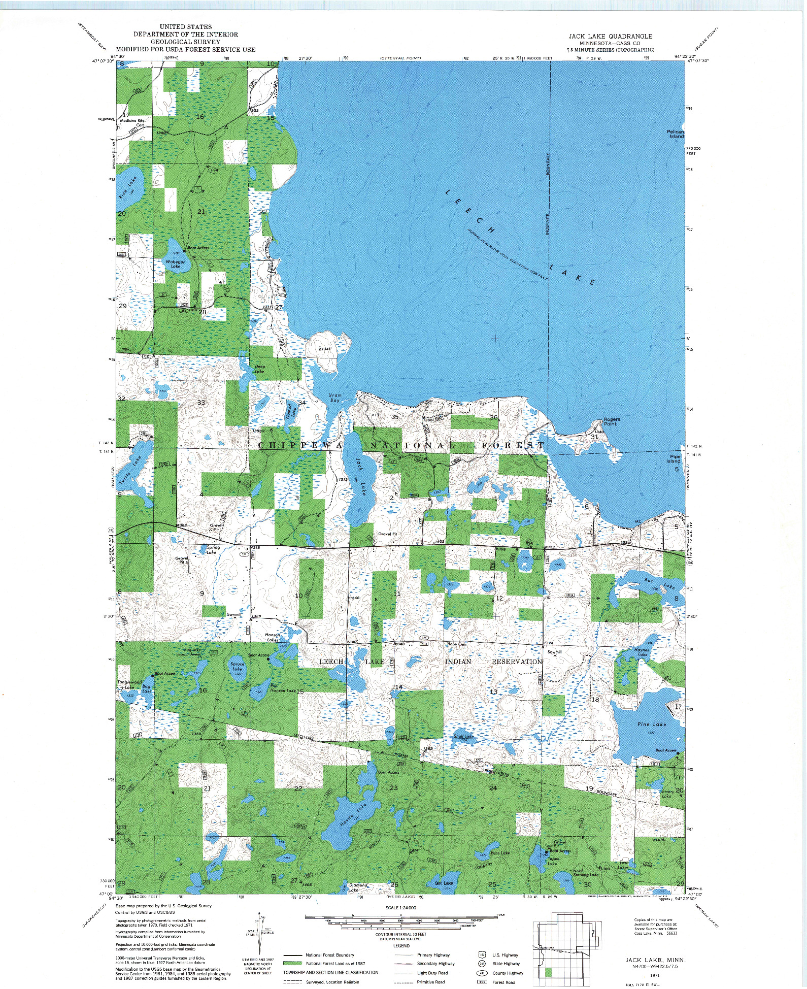 USGS 1:24000-SCALE QUADRANGLE FOR JACK LAKE, MN 1971