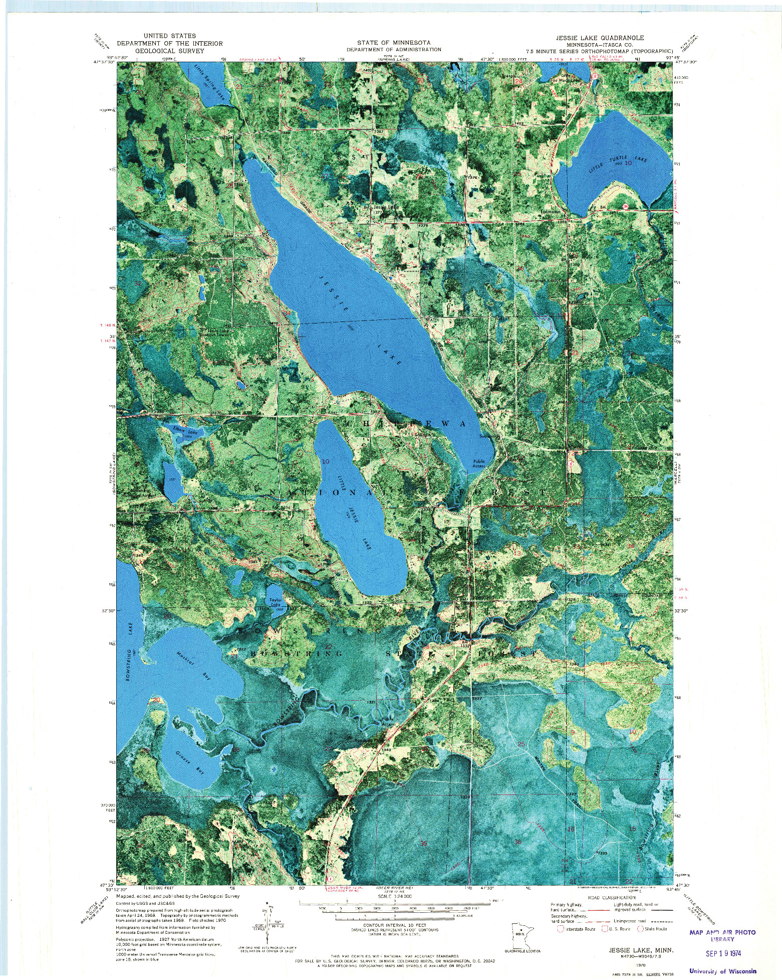 USGS 1:24000-SCALE QUADRANGLE FOR JESSIE LAKE, MN 1970