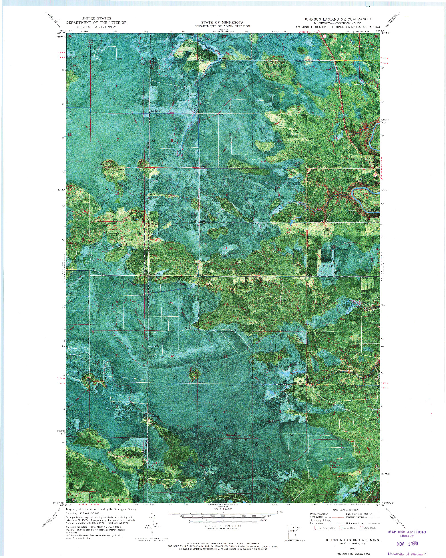 USGS 1:24000-SCALE QUADRANGLE FOR JOHNSON LANDING NE, MN 1970
