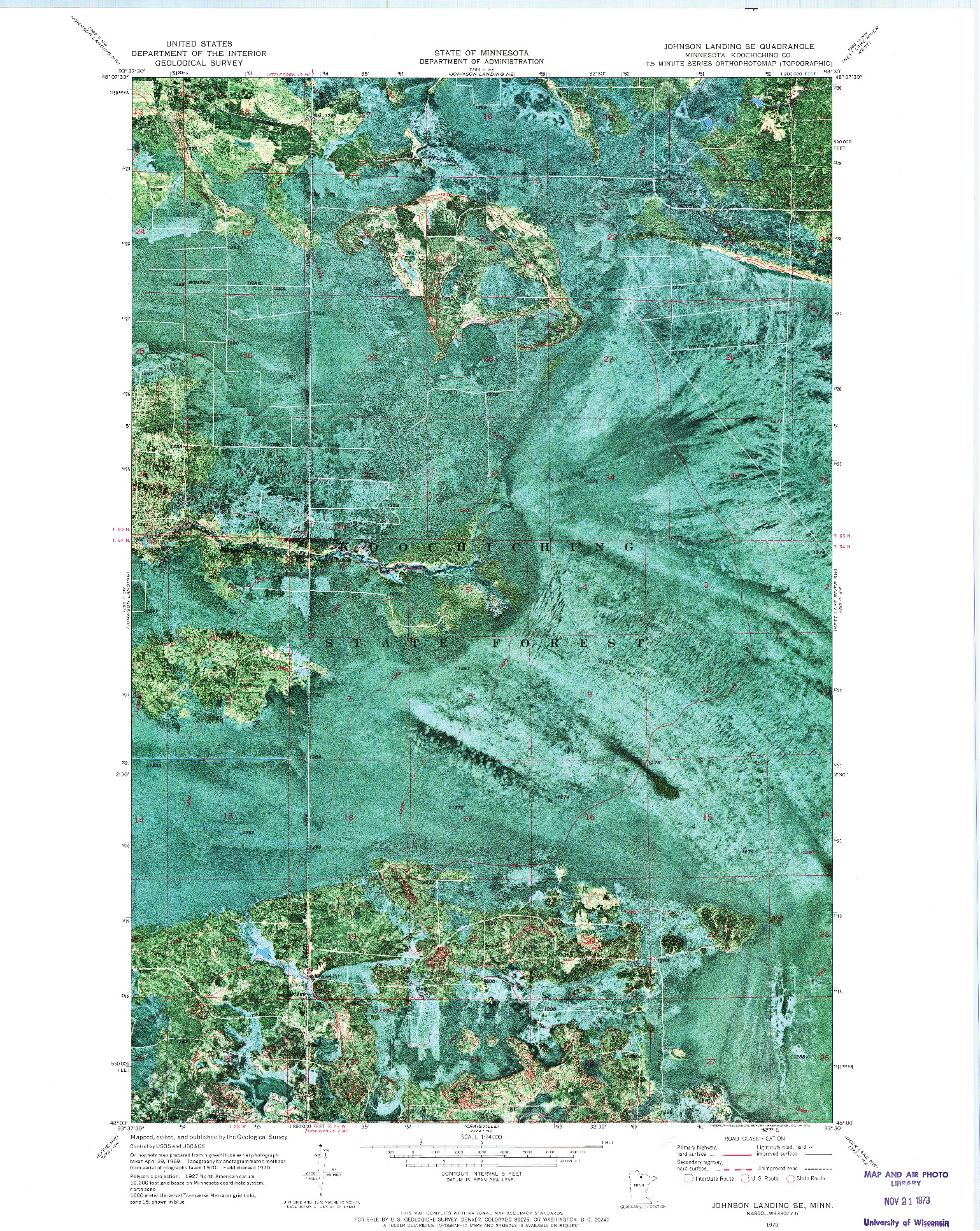 USGS 1:24000-SCALE QUADRANGLE FOR JOHNSON LANDING SE, MN 1970