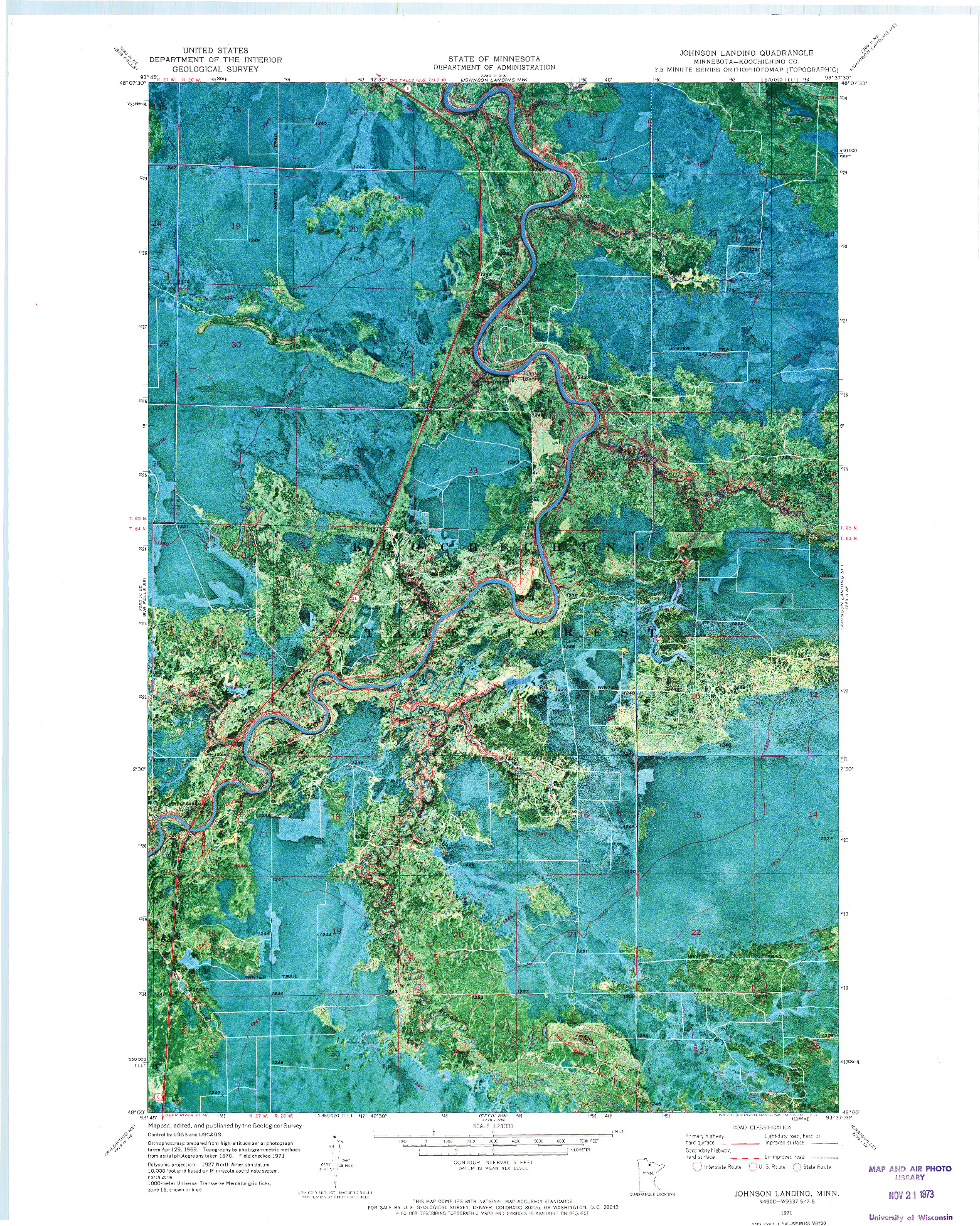 USGS 1:24000-SCALE QUADRANGLE FOR JOHNSON LANDING, MN 1971