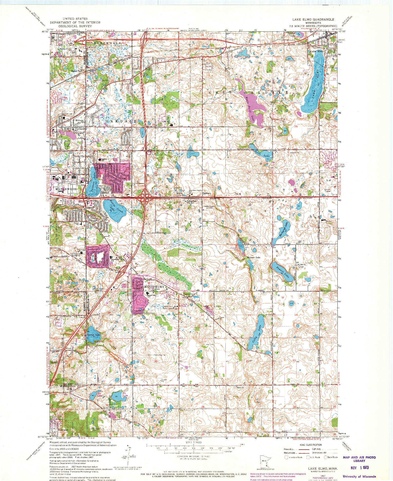 USGS 1:24000-SCALE QUADRANGLE FOR LAKE ELMO, MN 1967