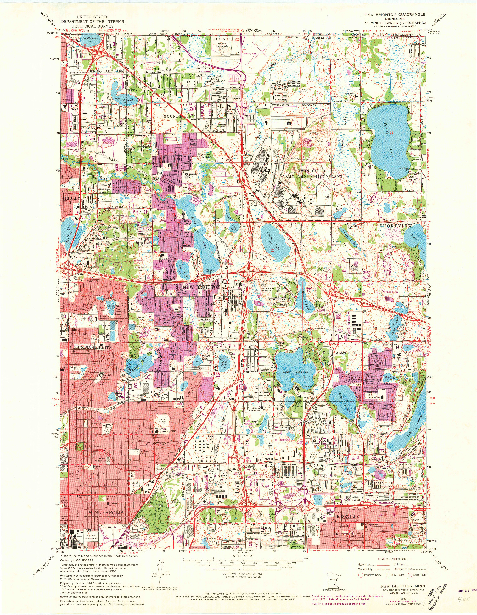 USGS 1:24000-SCALE QUADRANGLE FOR NEW BRIGHTON, MN 1967