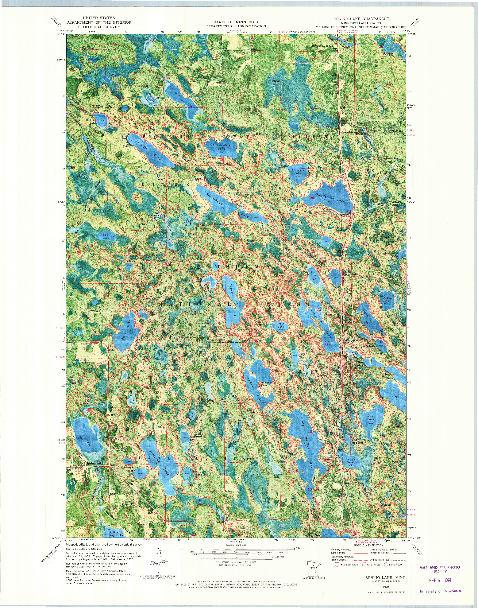 USGS 1:24000-SCALE QUADRANGLE FOR SPRING LAKE, MN 1970