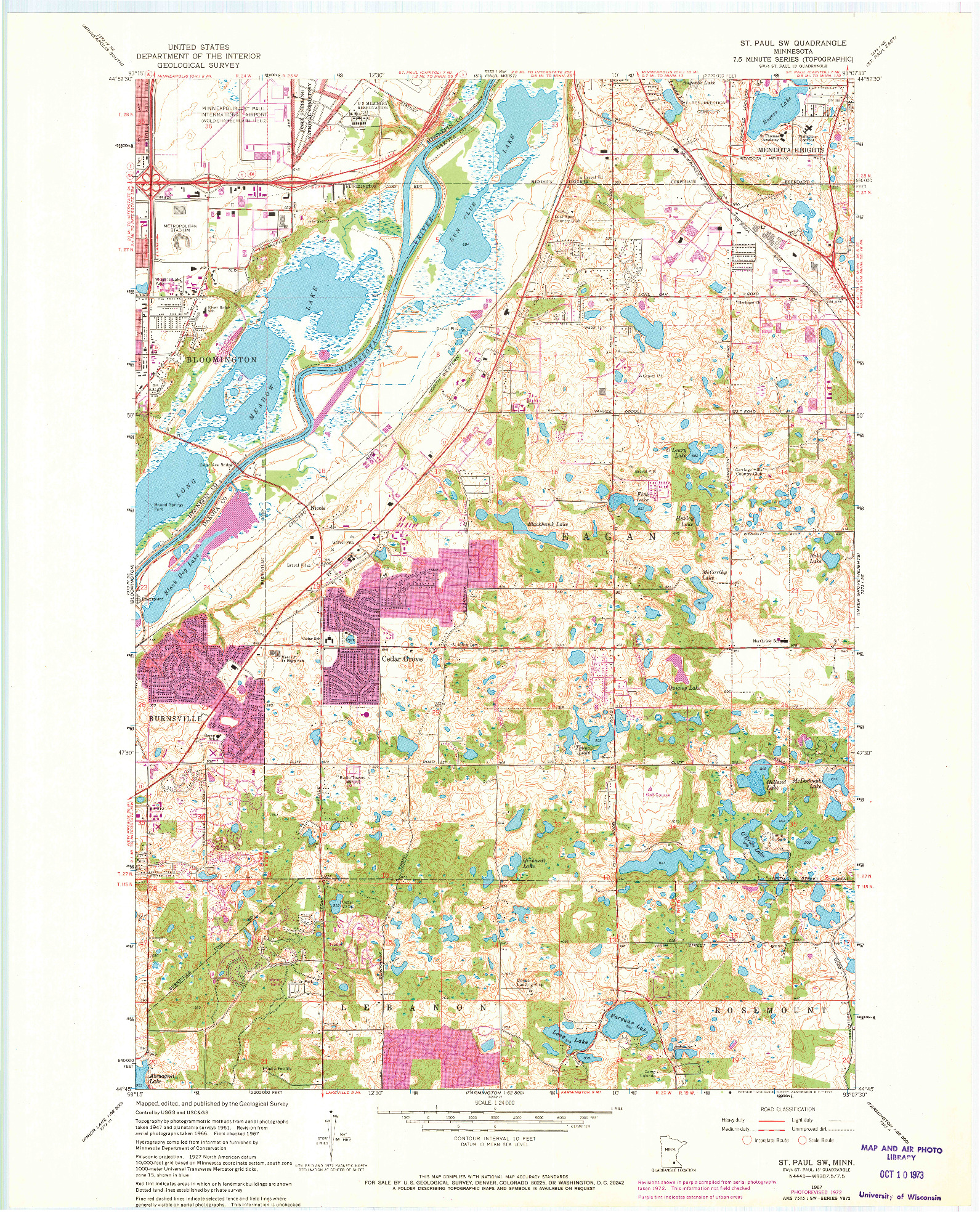 USGS 1:24000-SCALE QUADRANGLE FOR ST PAUL SW, MN 1967