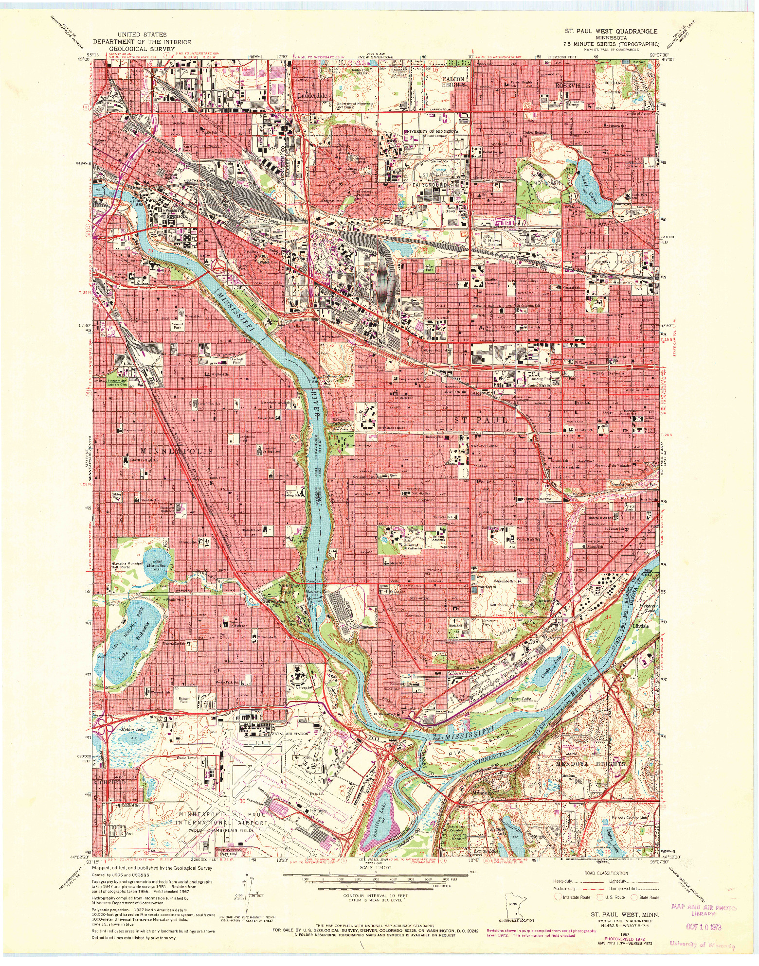 USGS 1:24000-SCALE QUADRANGLE FOR ST. PAUL WEST, MN 1967