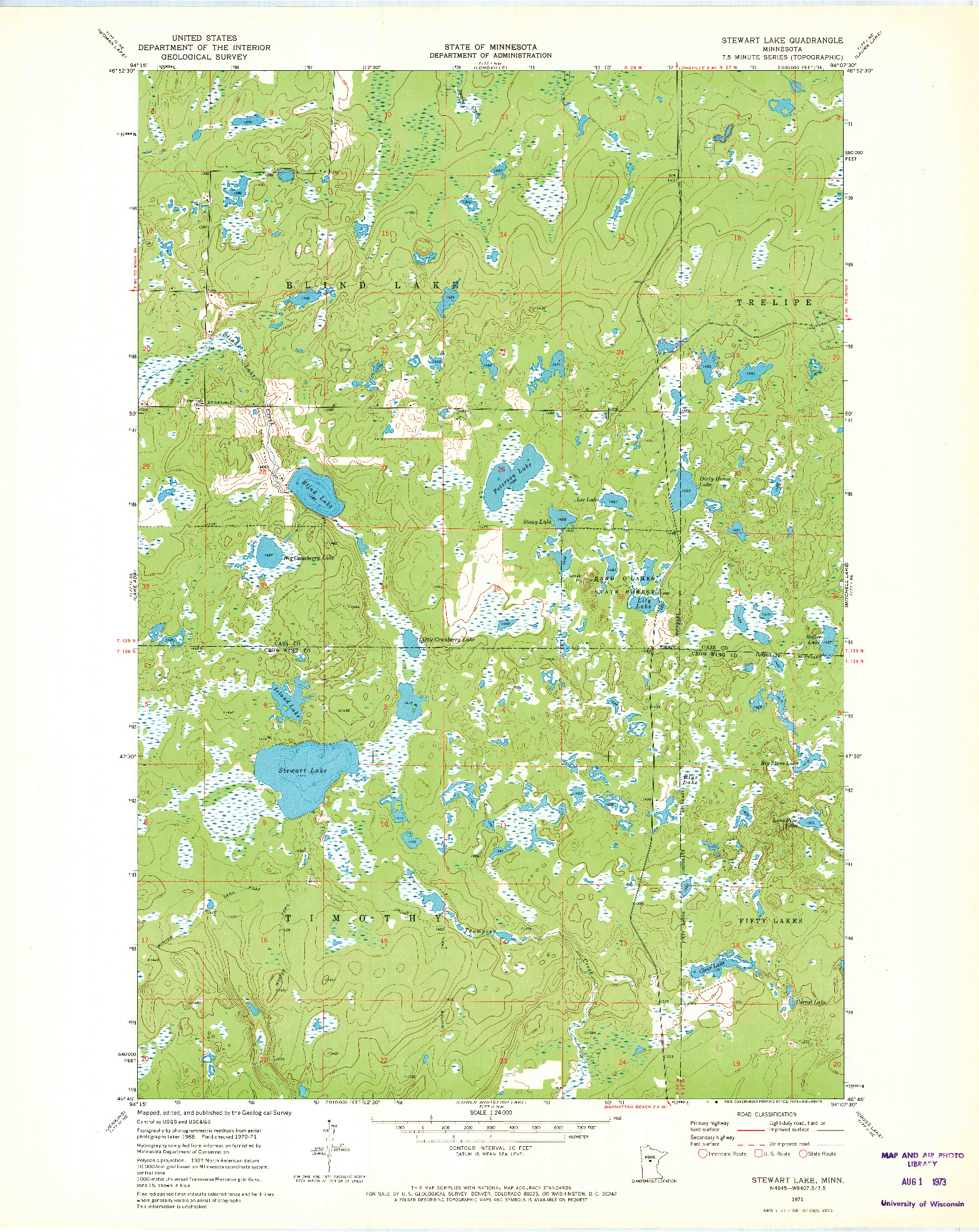 USGS 1:24000-SCALE QUADRANGLE FOR STEWART LAKE, MN 1971