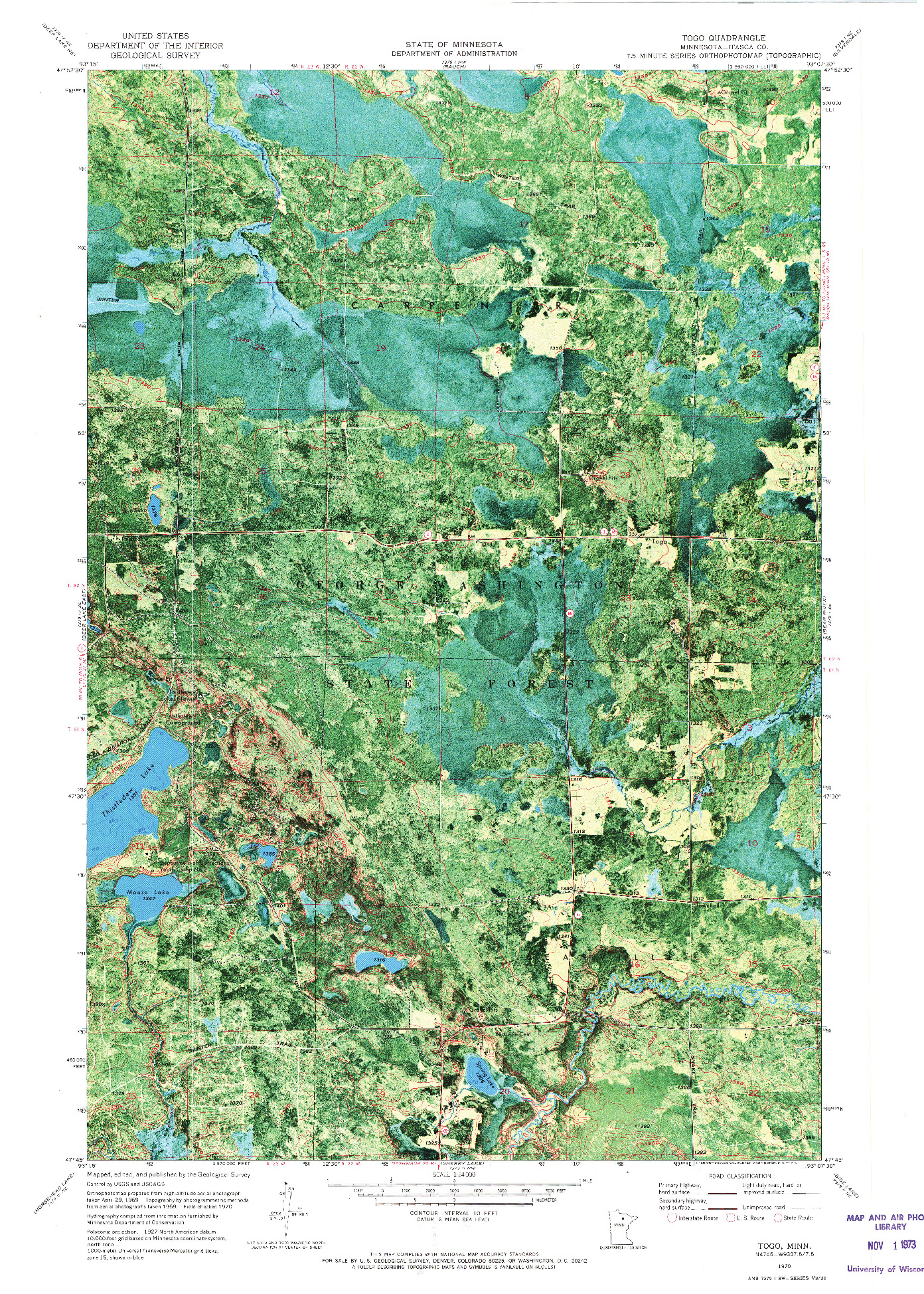 USGS 1:24000-SCALE QUADRANGLE FOR TOGO, MN 1970