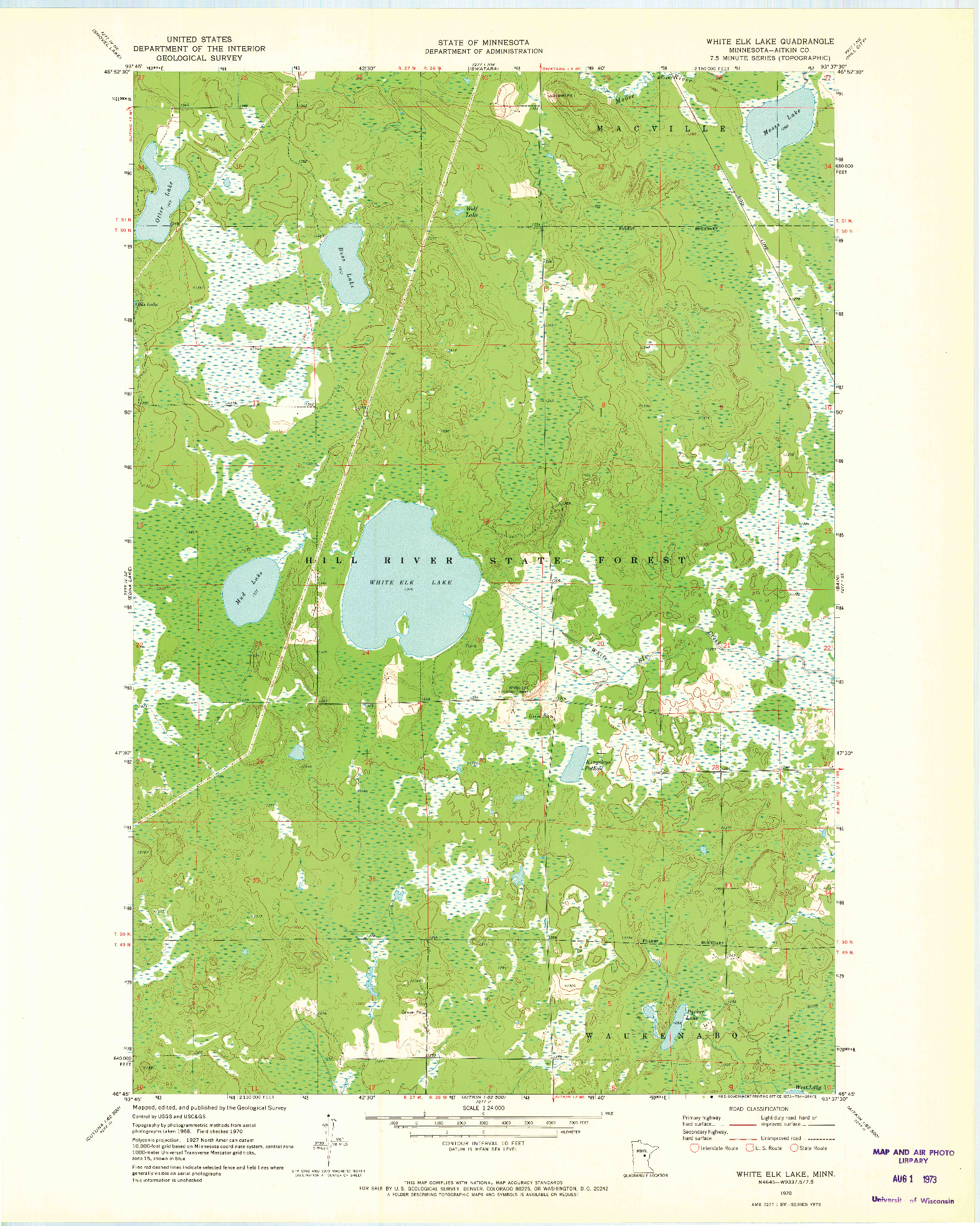 USGS 1:24000-SCALE QUADRANGLE FOR WHITE ELK LAKE, MN 1970