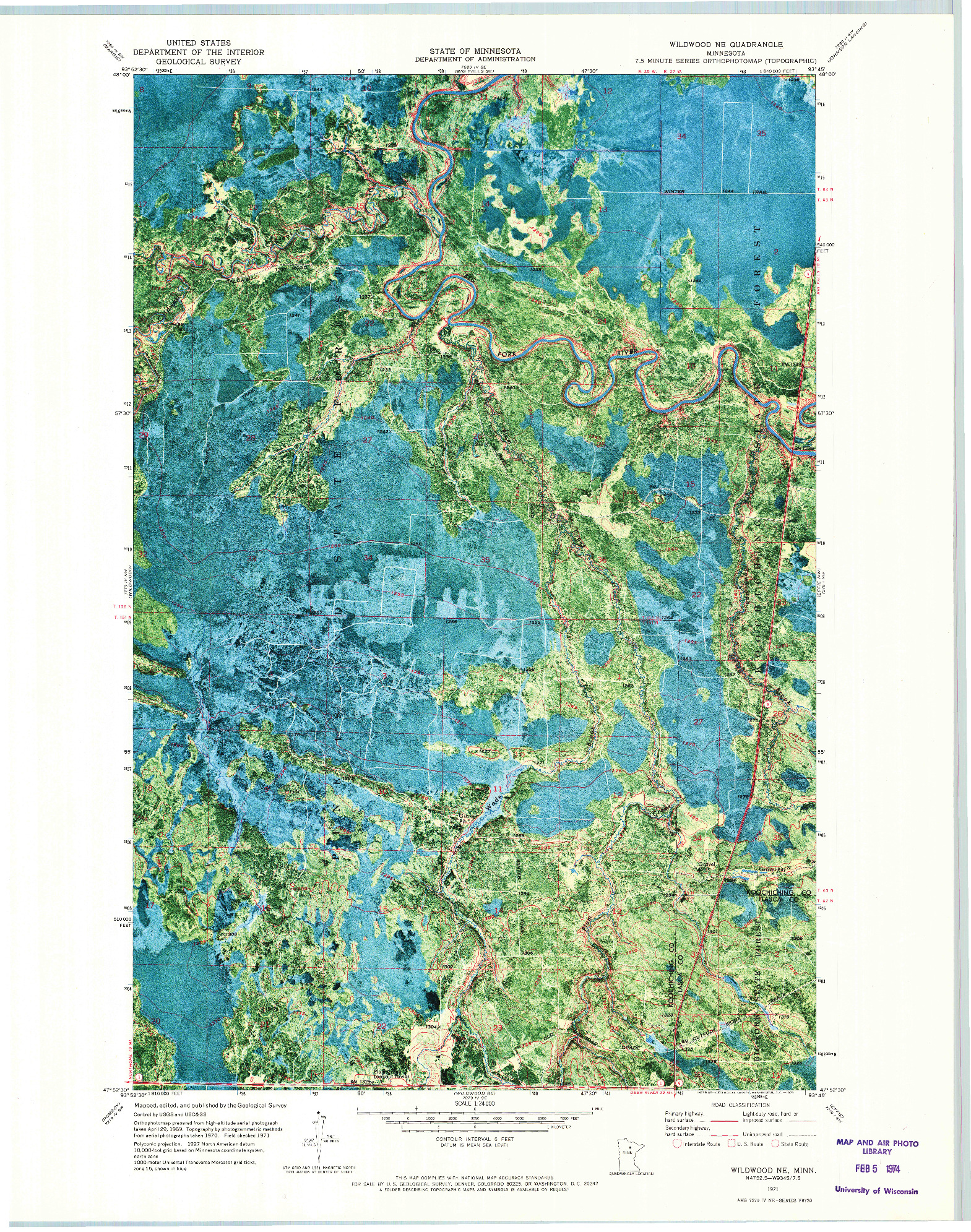 USGS 1:24000-SCALE QUADRANGLE FOR WILDWOOD NE, MN 1971