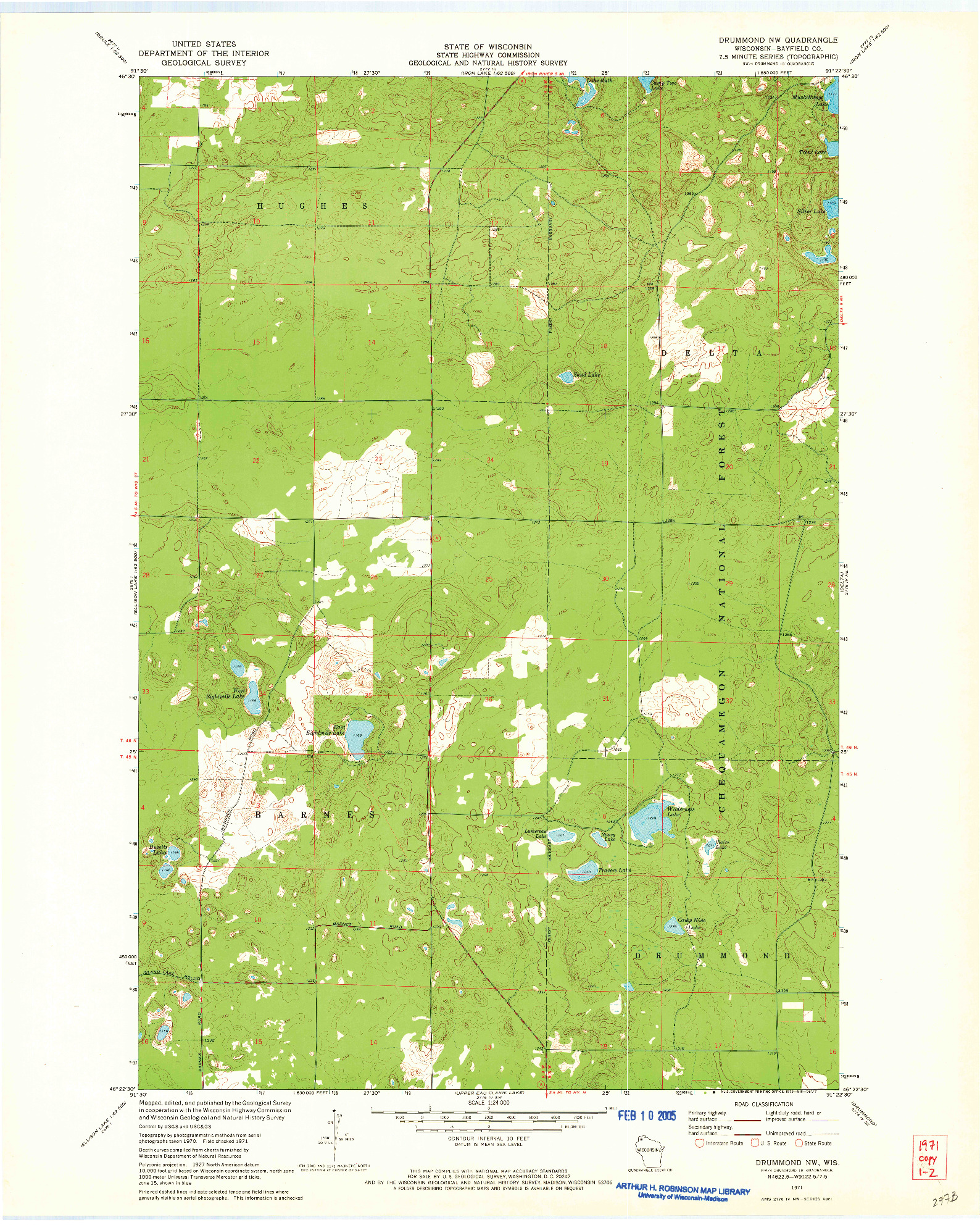 USGS 1:24000-SCALE QUADRANGLE FOR DRUMMOND NW, WI 1971