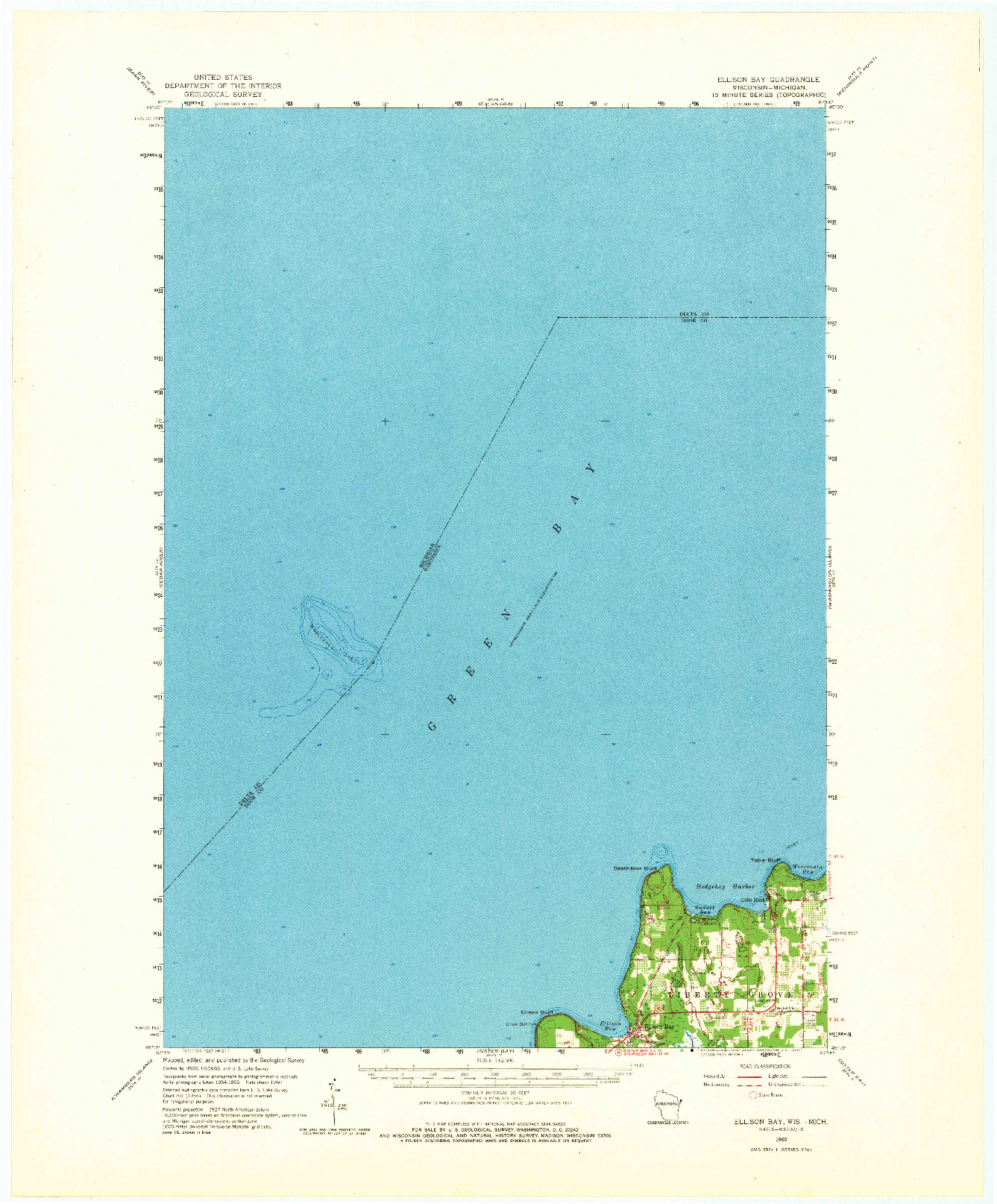 USGS 1:62500-SCALE QUADRANGLE FOR ELLISON BAY, WI 1960