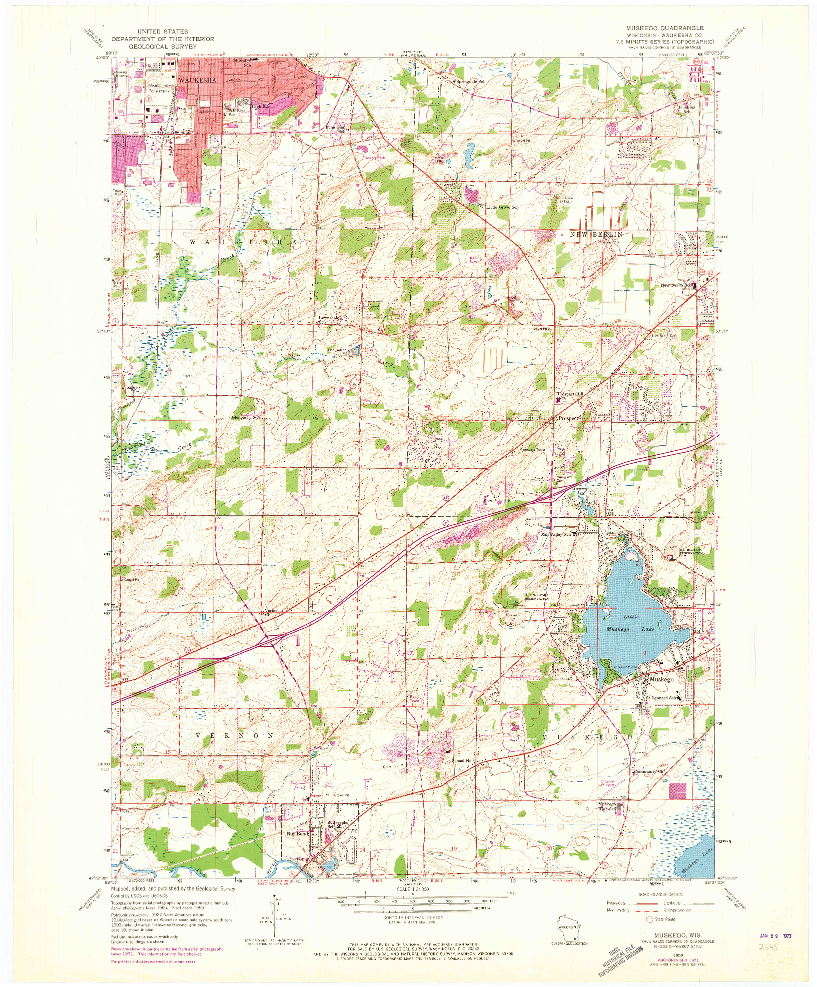 USGS 1:24000-SCALE QUADRANGLE FOR MUSKEGO, WI 1959