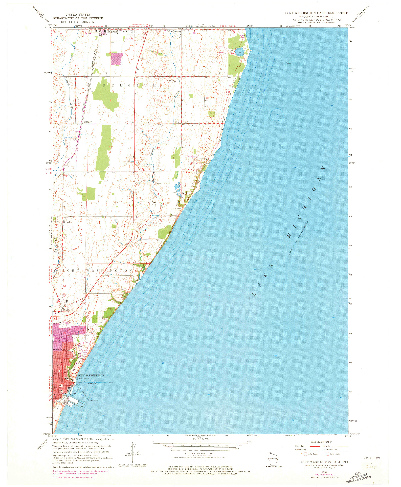 USGS 1:24000-SCALE QUADRANGLE FOR PORT WASHINGTON EAST, WI 1958