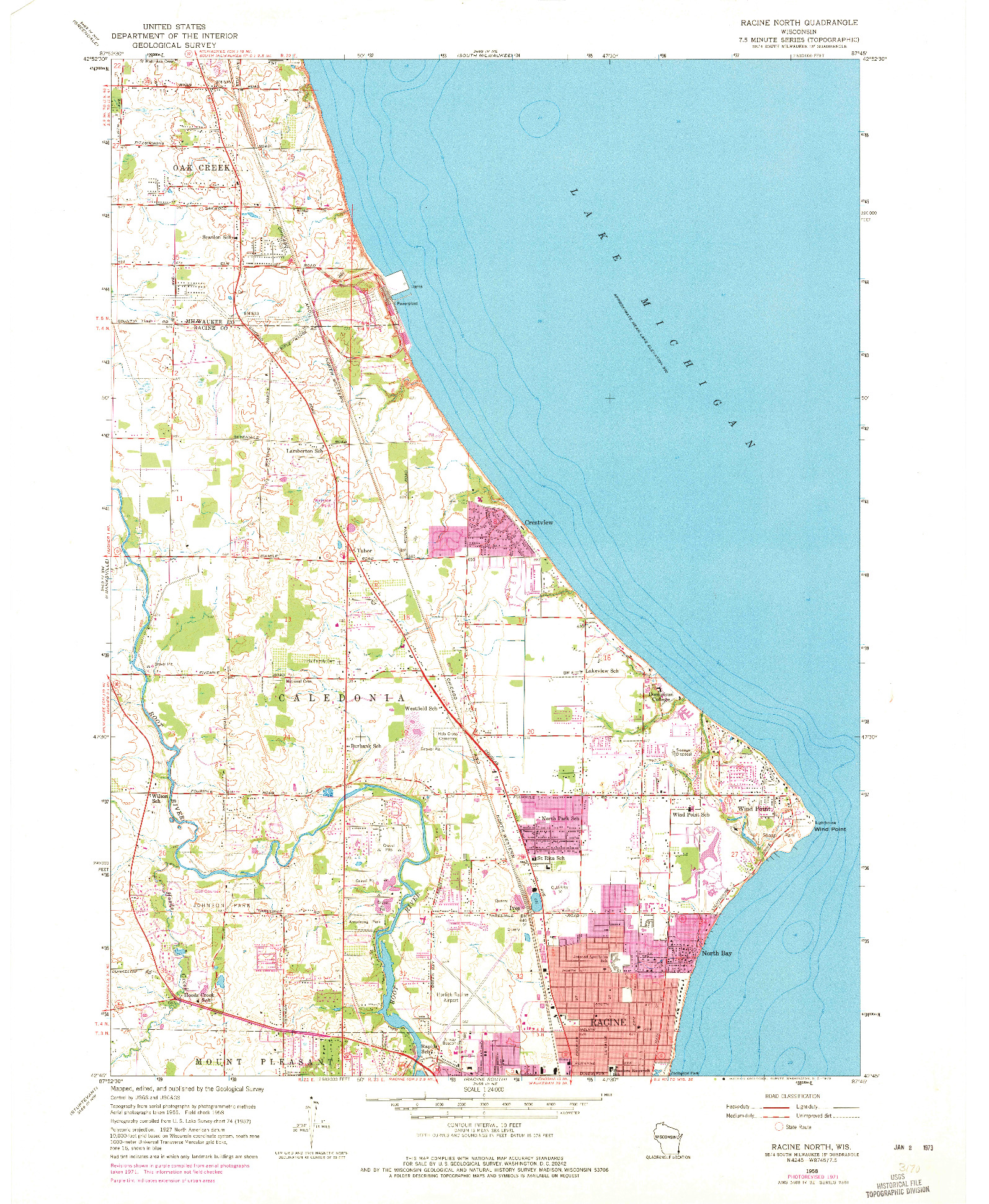 USGS 1:24000-SCALE QUADRANGLE FOR RACINE NORTH, WI 1958