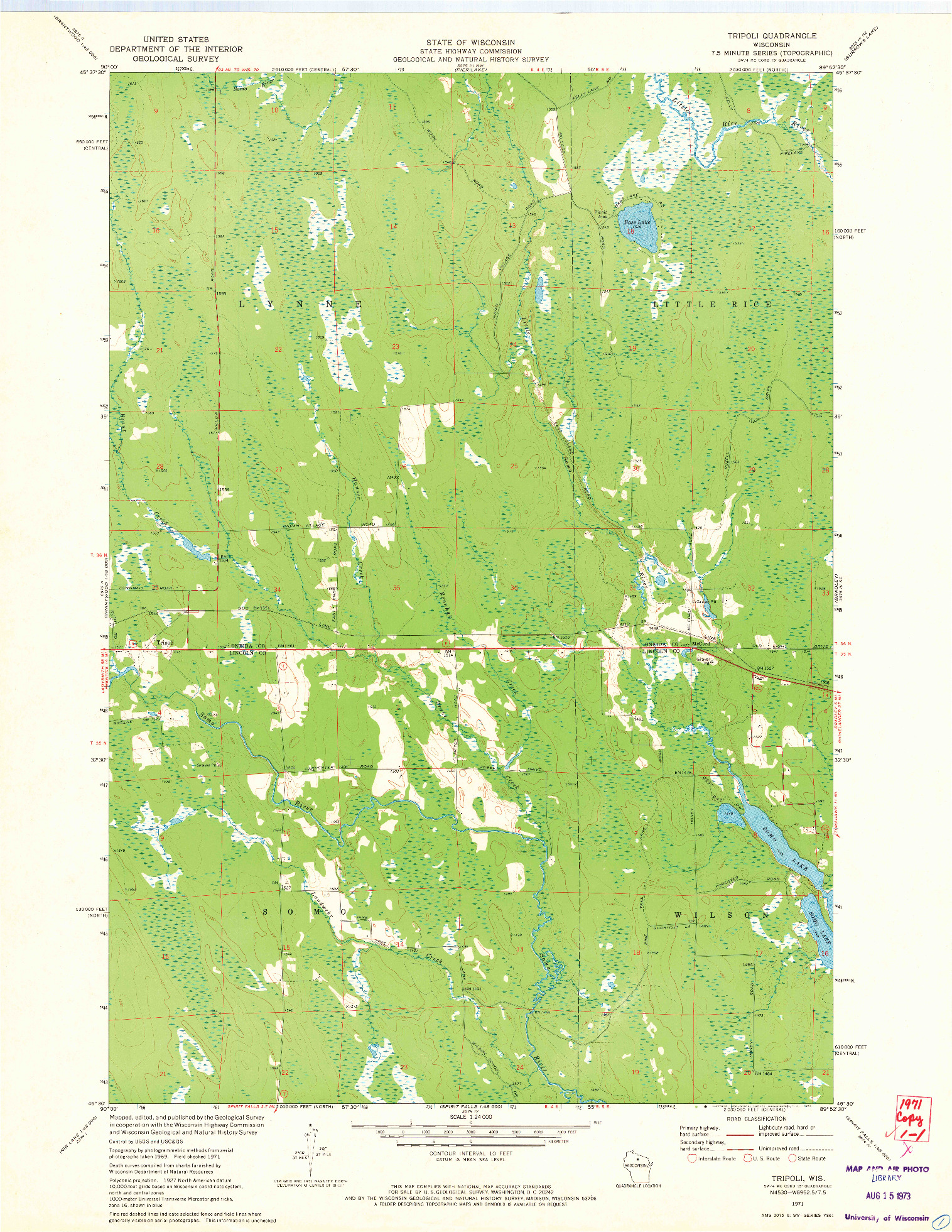 USGS 1:24000-SCALE QUADRANGLE FOR TRIPOLI, WI 1971
