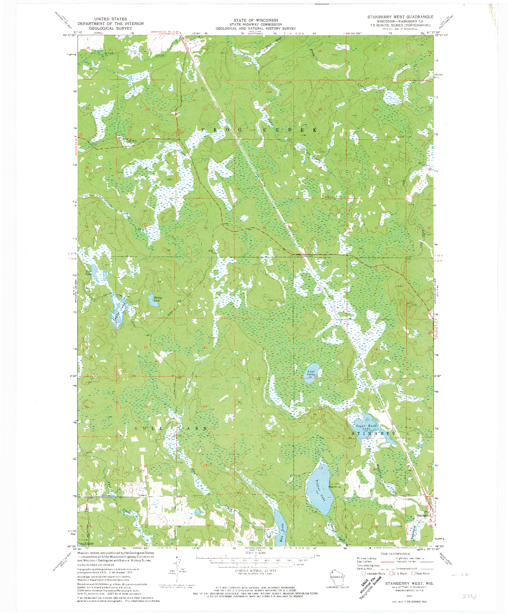 USGS 1:24000-SCALE QUADRANGLE FOR STANBERRY WEST, WI 1971